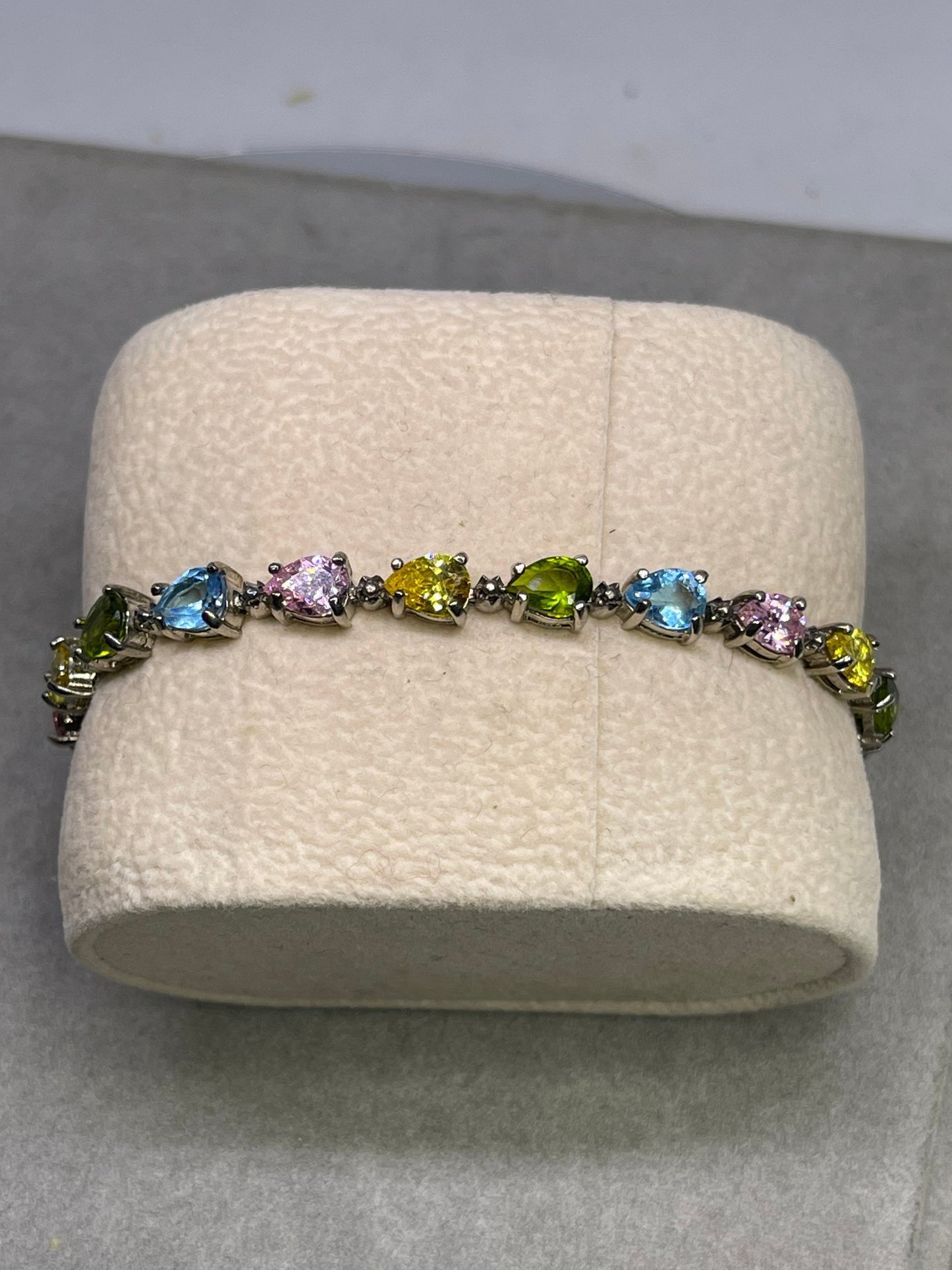 Semi Precious Pear Cut Sterling Silver Bracelet