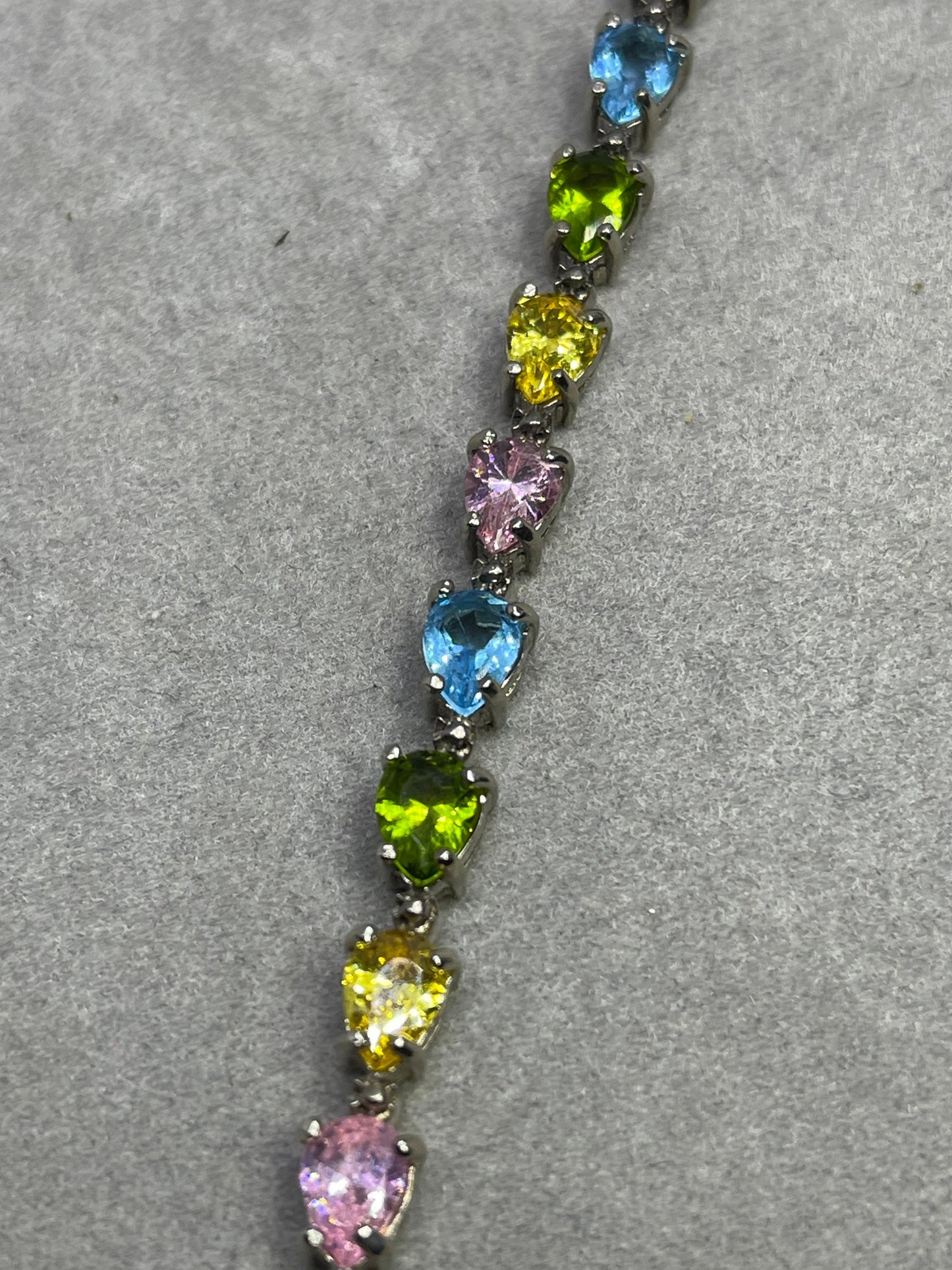 Semi Precious Pear Cut Sterling Silver Bracelet