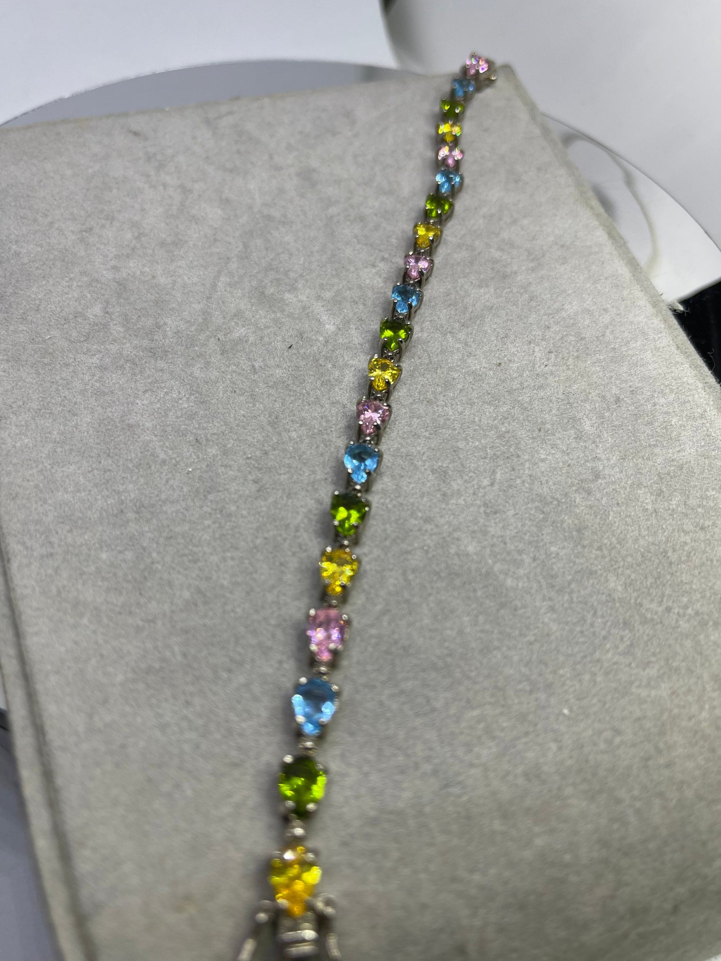 Semi Precious Pear Cut Sterling Silver Bracelet