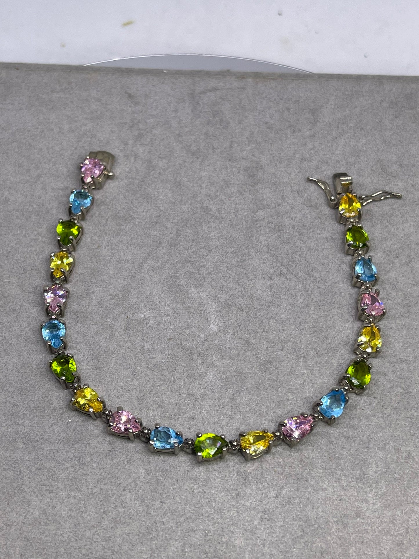 Semi Precious Pear Cut Sterling Silver Bracelet