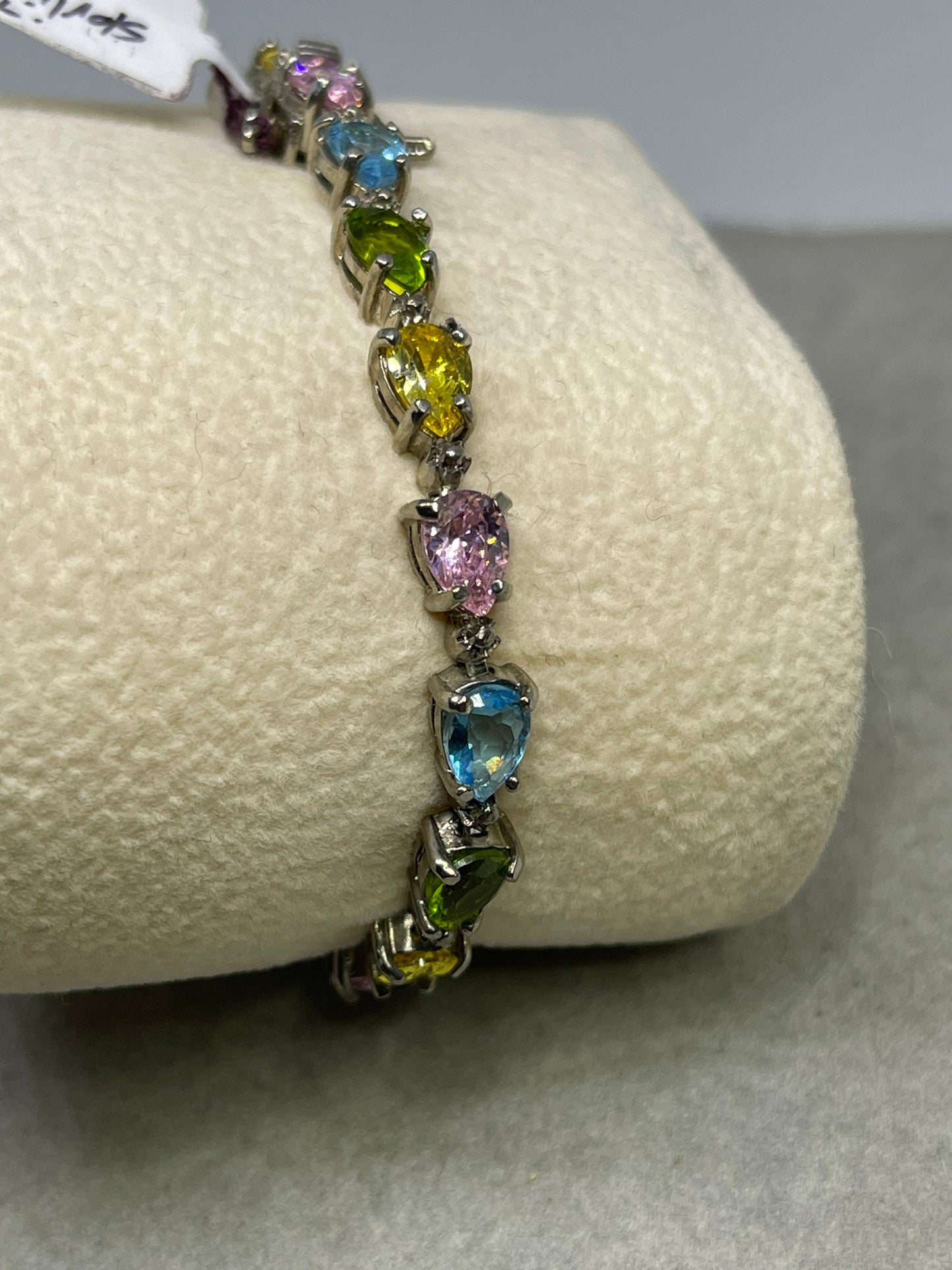 Semi Precious Pear Cut Sterling Silver Bracelet