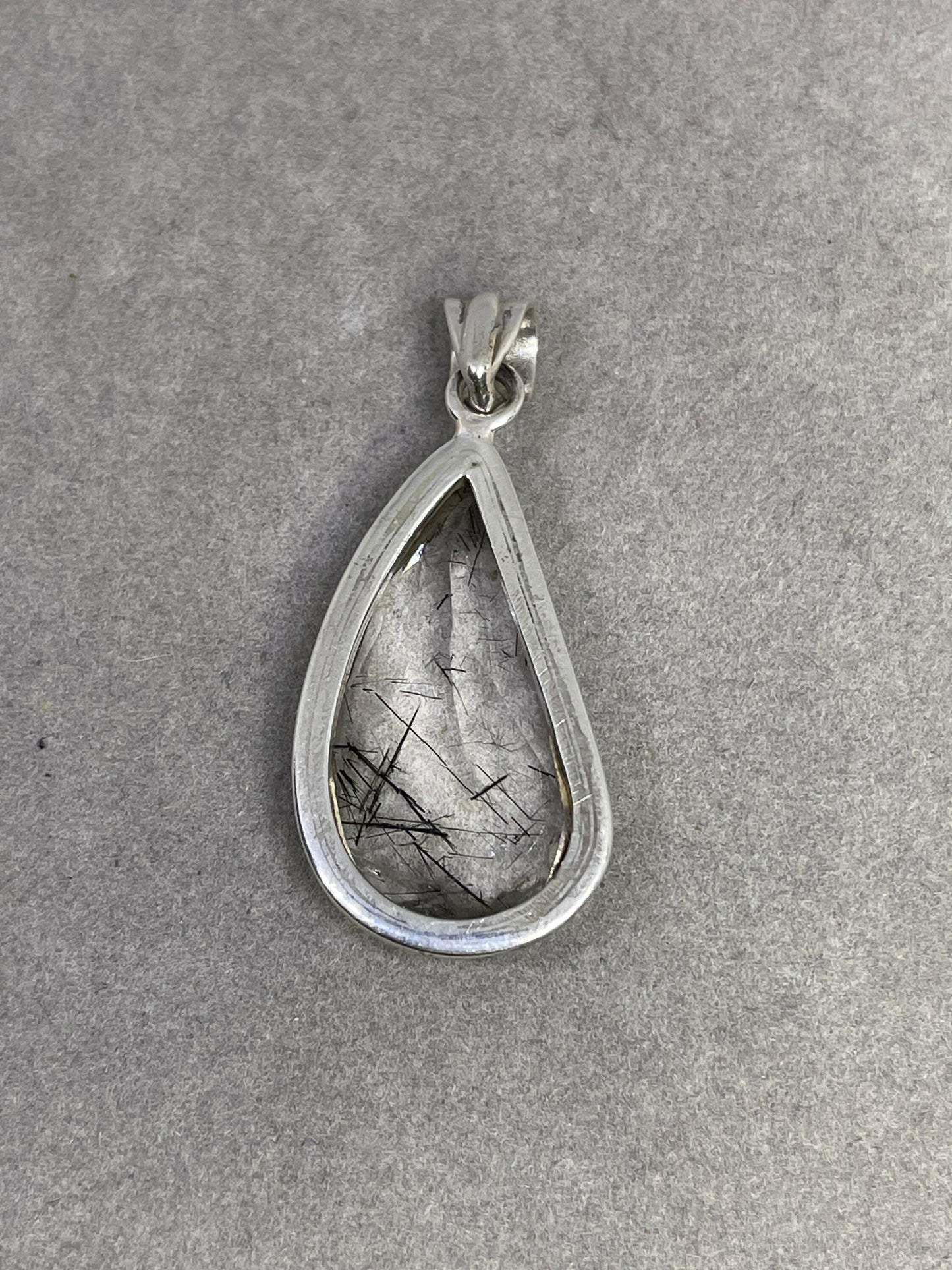 Pear Rutile Quartz Sterling Silver Pendant