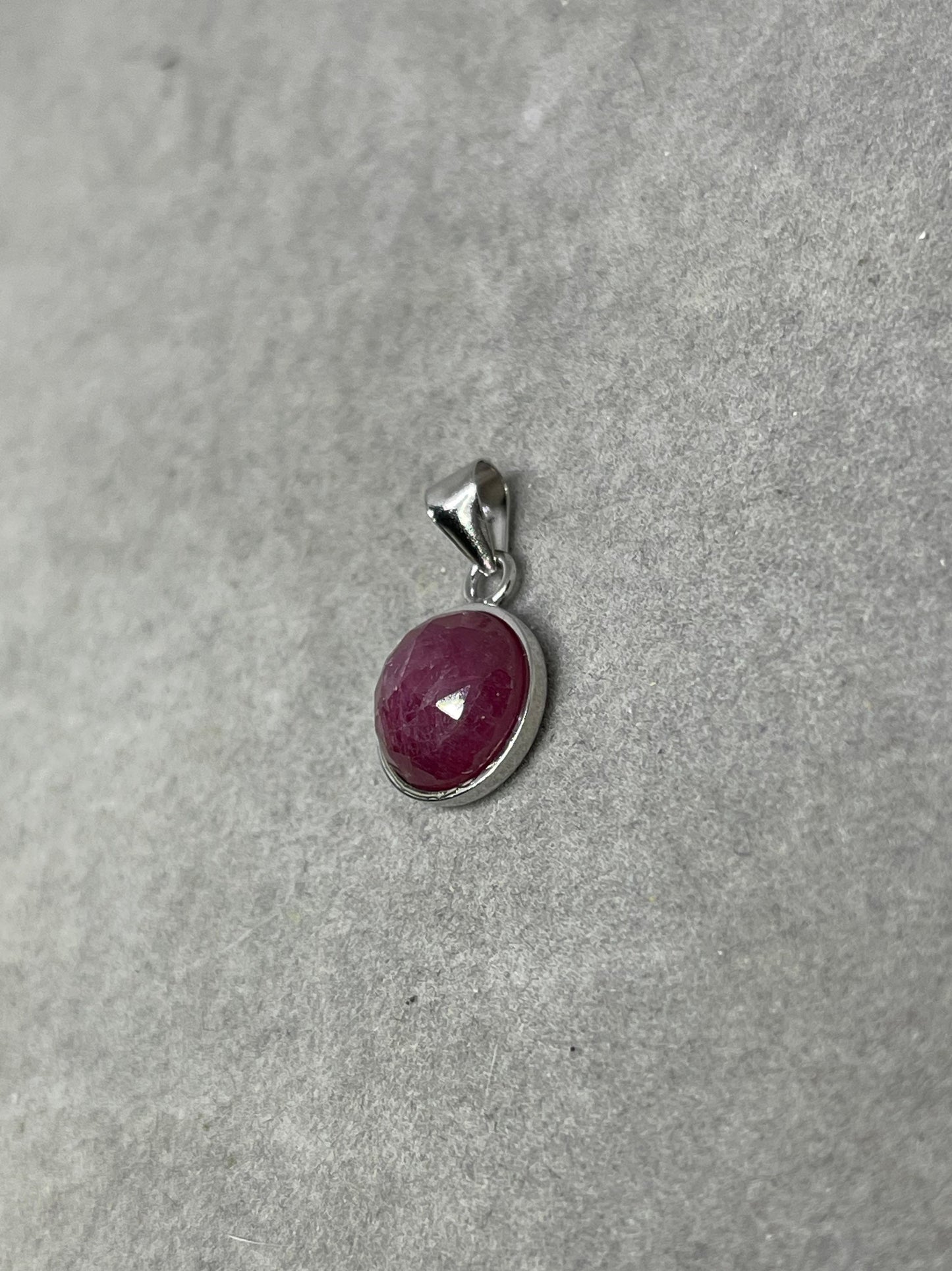 Natural Untreated Ruby Sterling Silver Pendant