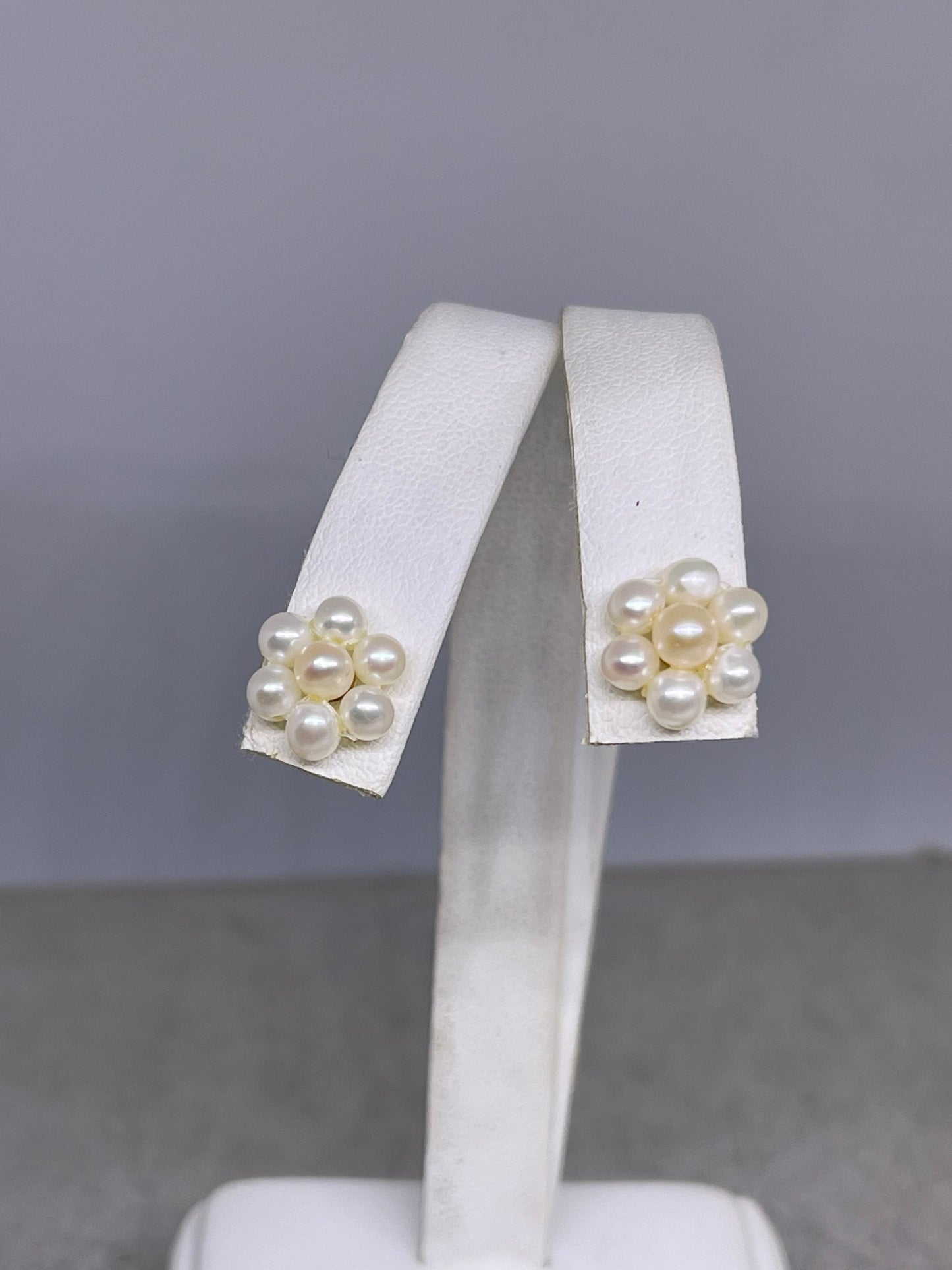 Natural Freshwater Pearl Cluster 14k Yellow Gold Earrings