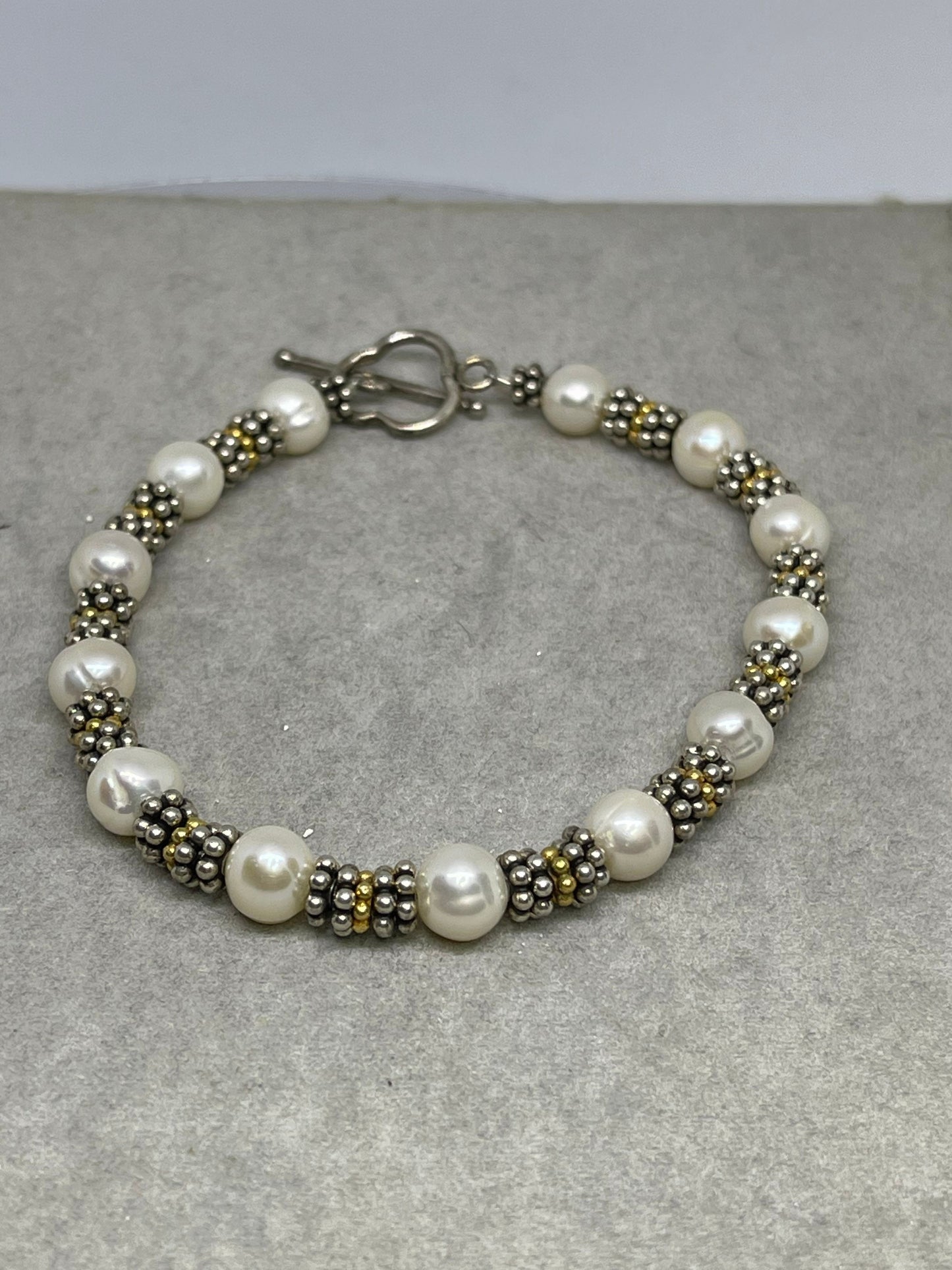 Natural Freshwater Pearl Bali Sterling Silver Bead Handmade Necklace Bracelet & Earring Set