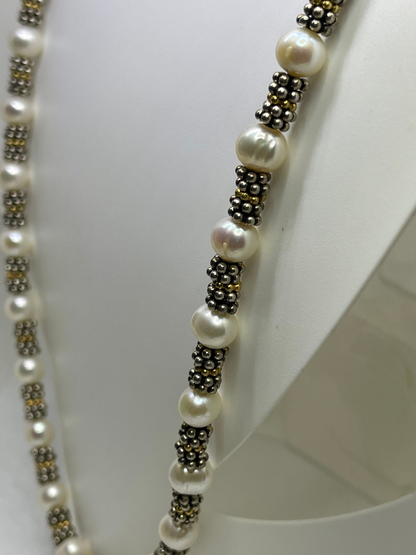 Natural Freshwater Pearl Bali Sterling Silver Bead Handmade Necklace Bracelet & Earring Set