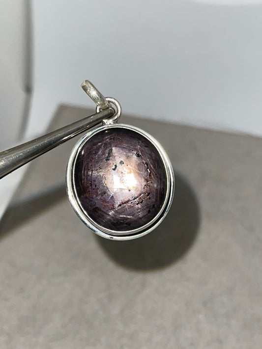Natural Star Ruby Sterling Silver Pendant