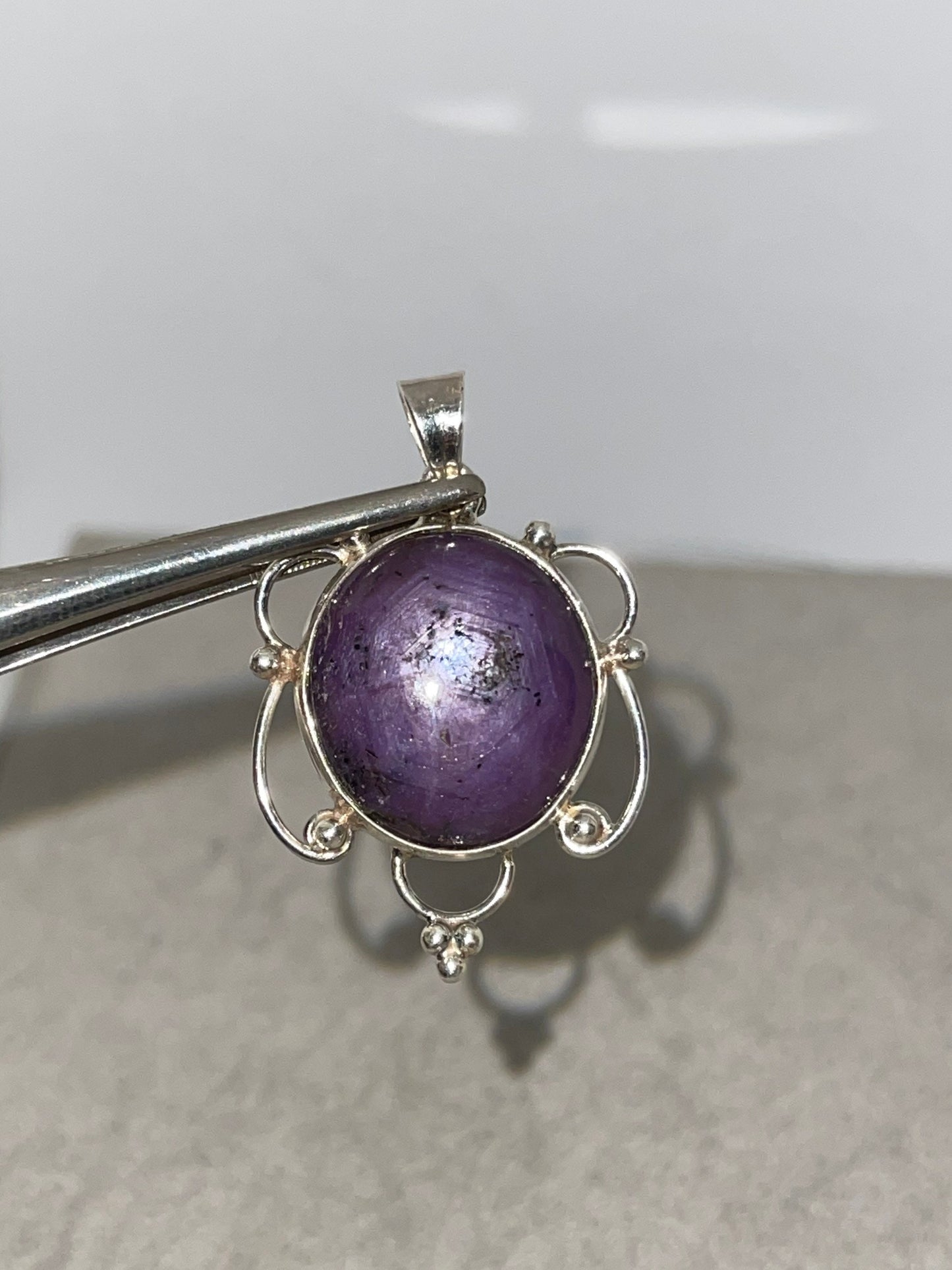 Natural Star Ruby Sterling Silver Pendant