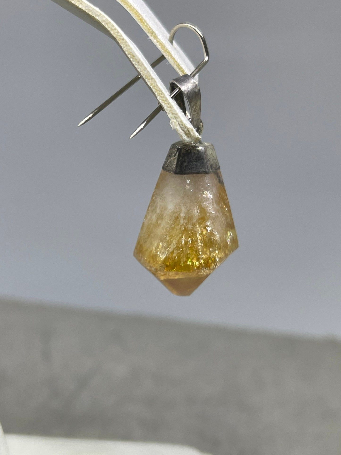 Natural Citrine Crystal Sterling Silver Pendant