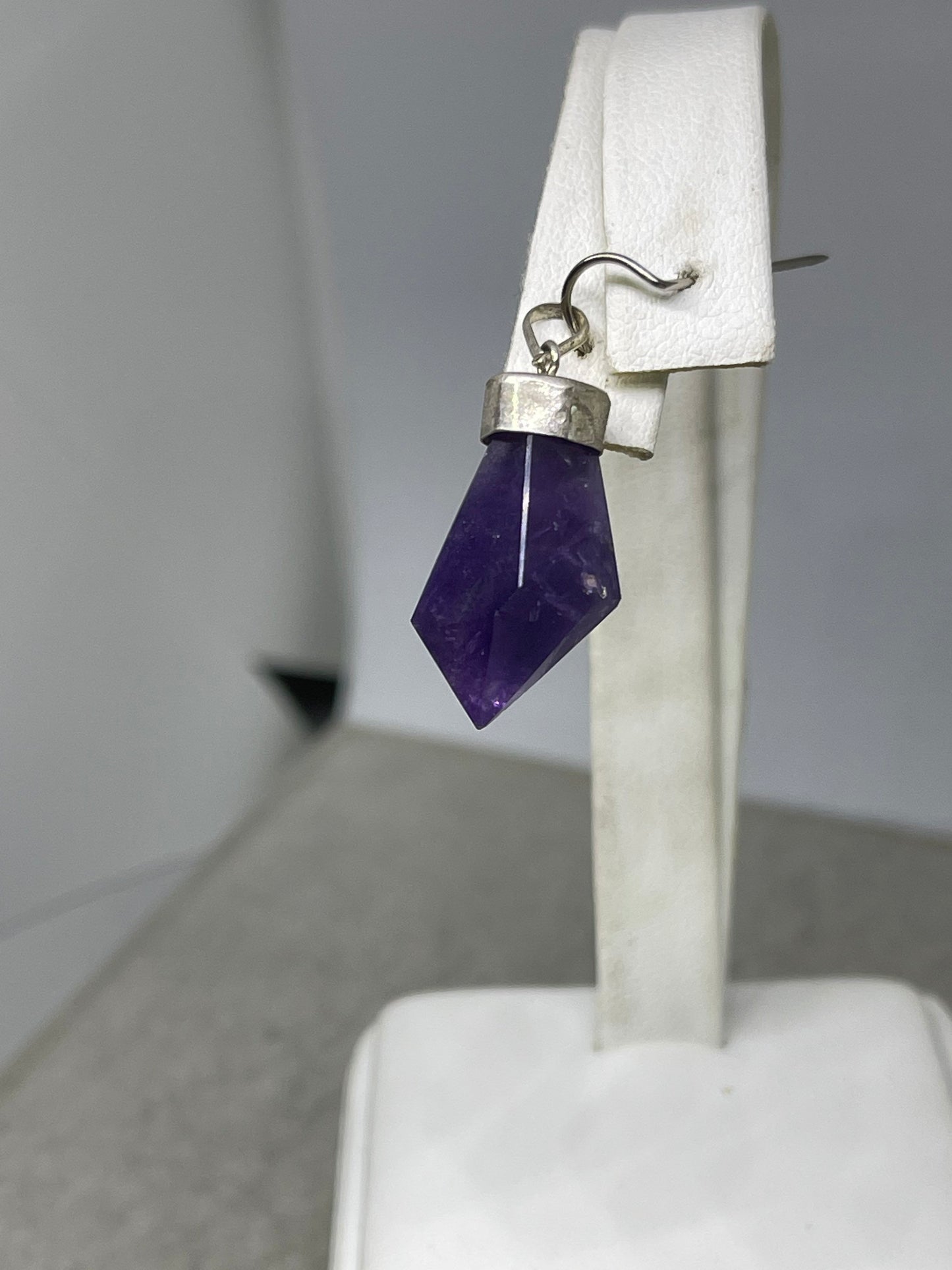 Natural Amethyst Crystal Sterling Silver Pendant