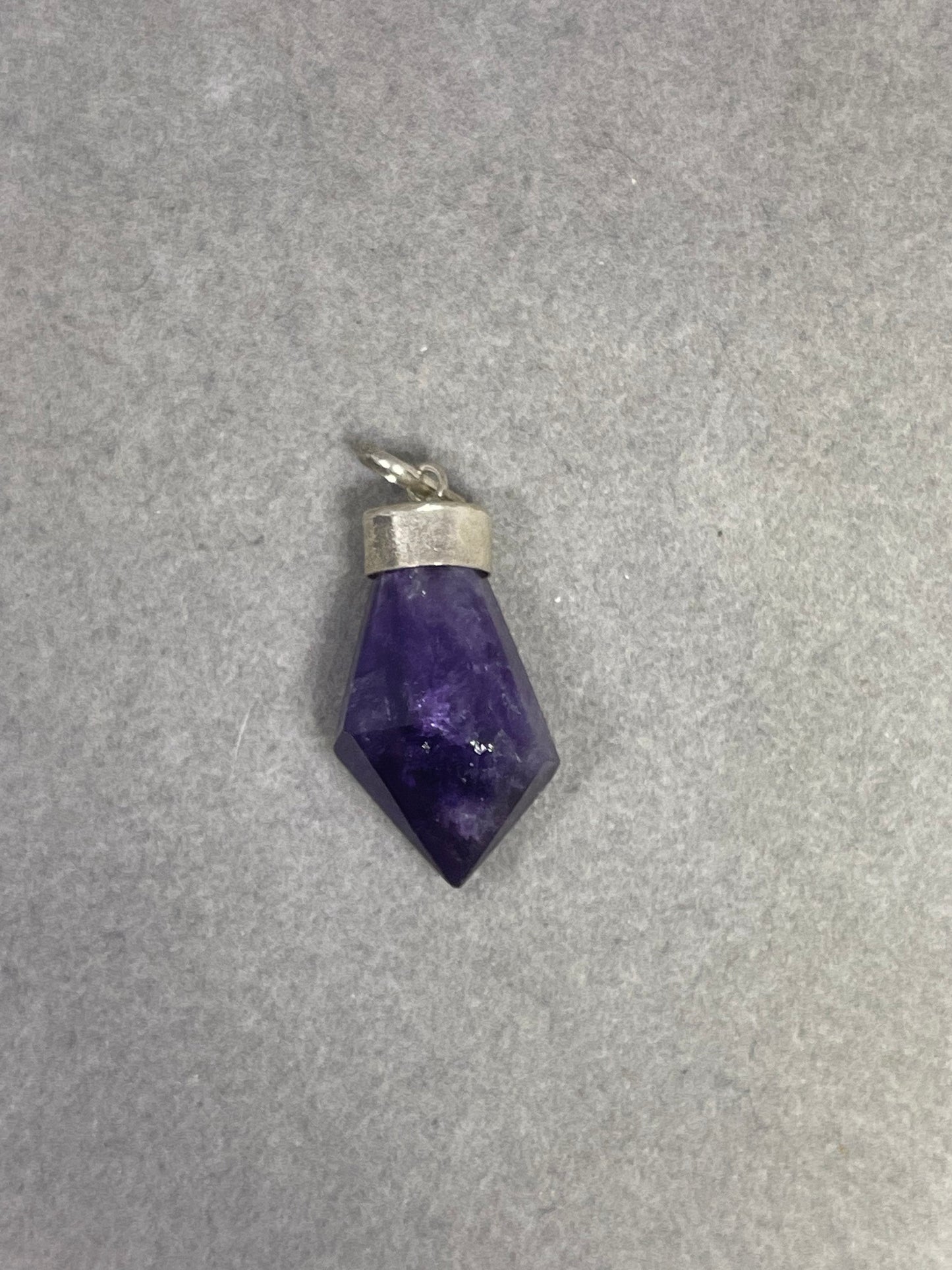 Natural Amethyst Crystal Sterling Silver Pendant