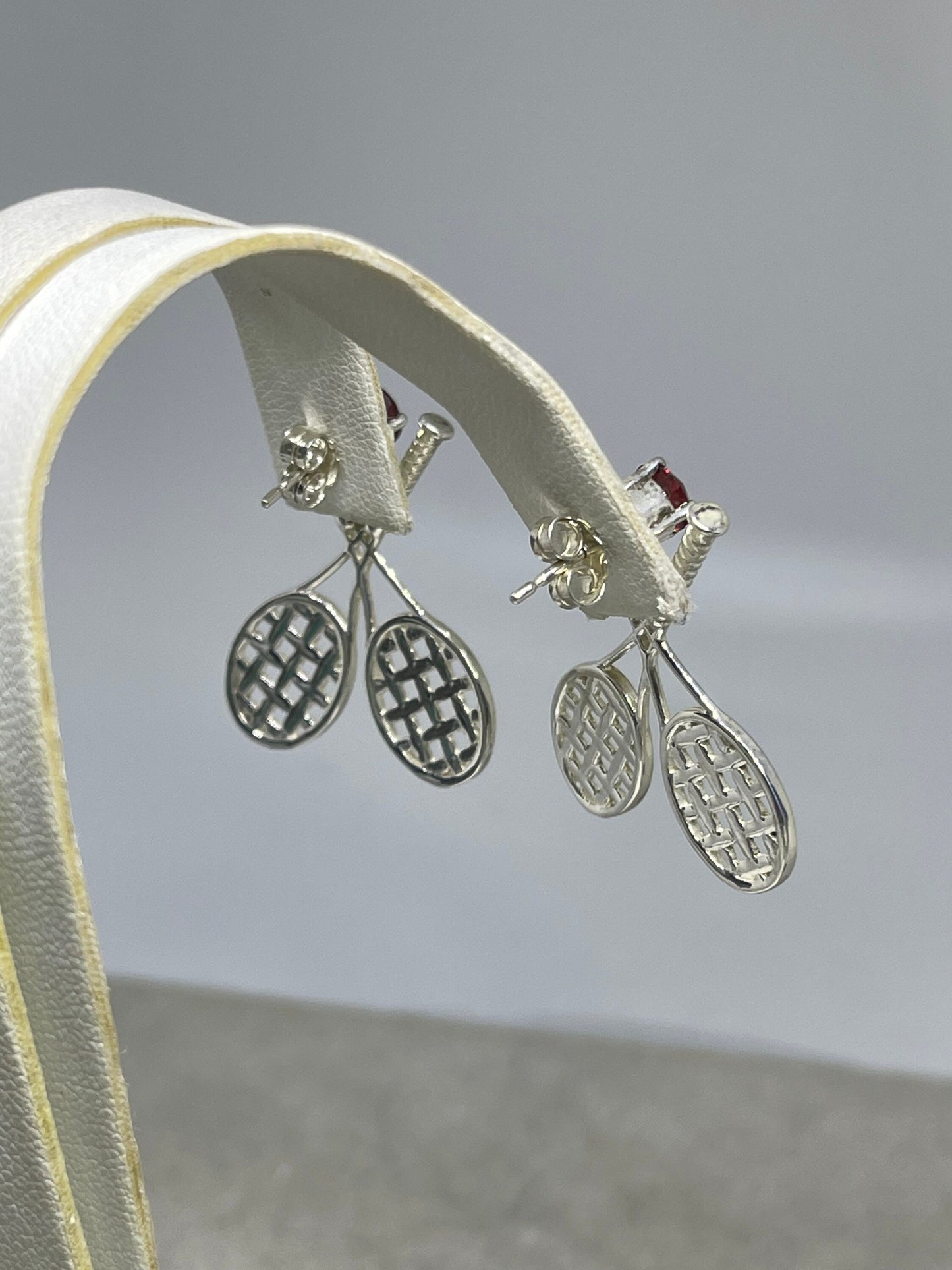 Garnet Sterling Silver Tennis Dangle Earrings