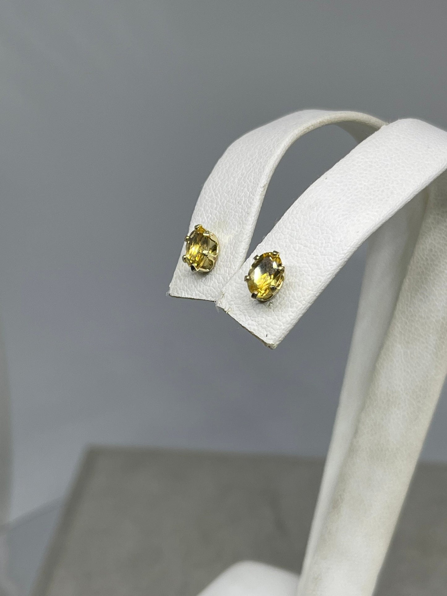 Natural Citrine Sterling Silver Vermeil Stud Earrings