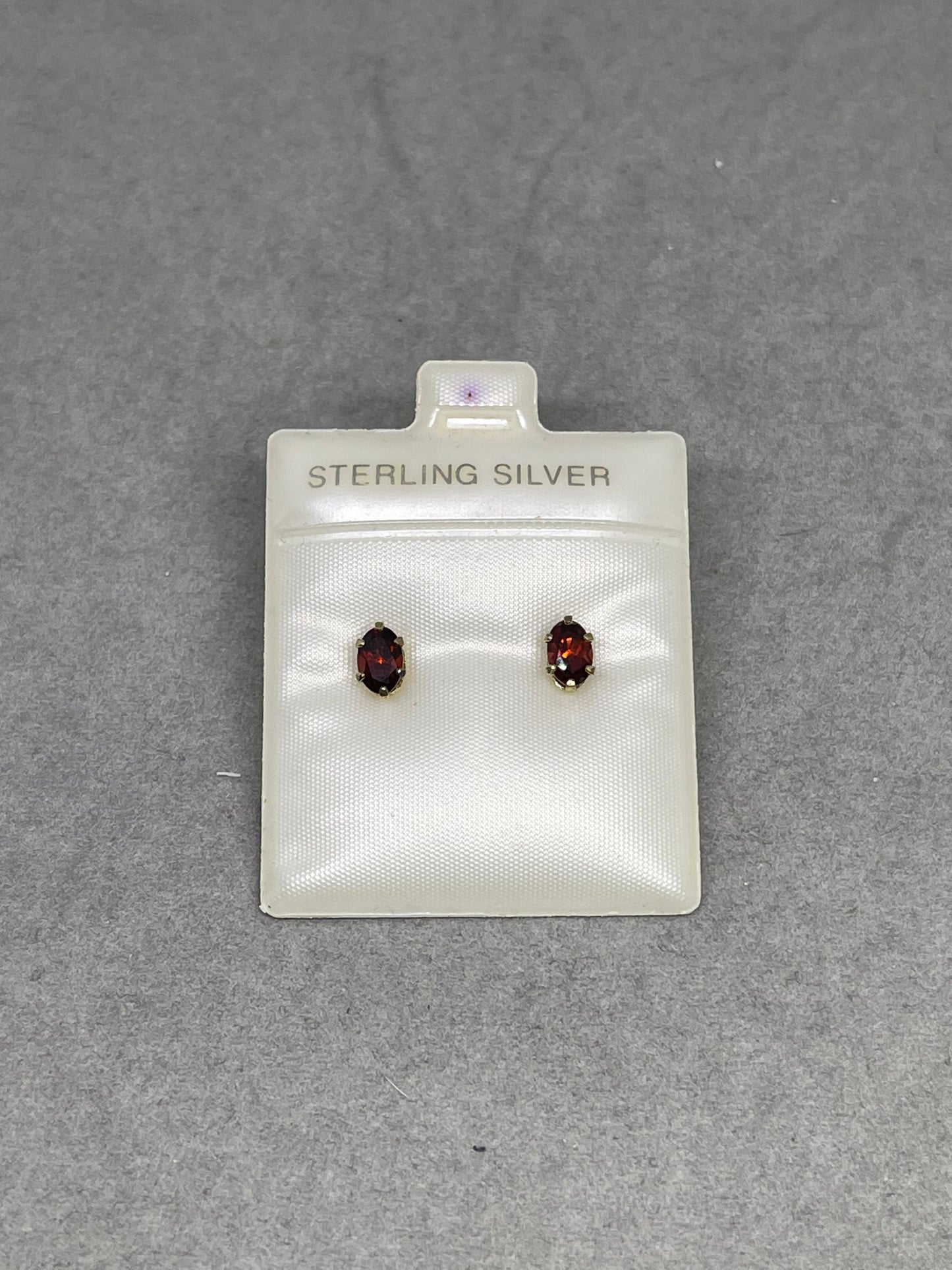Natural Garnet Sterling Silver Vermeil Stud Earrings