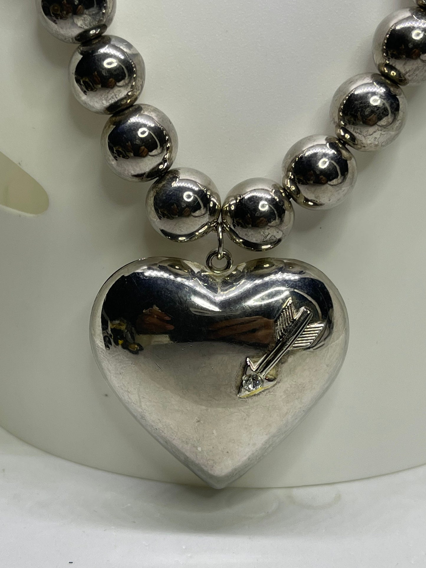 Handmade Heart Sterling Silver Beaded Hand Strung Necklace