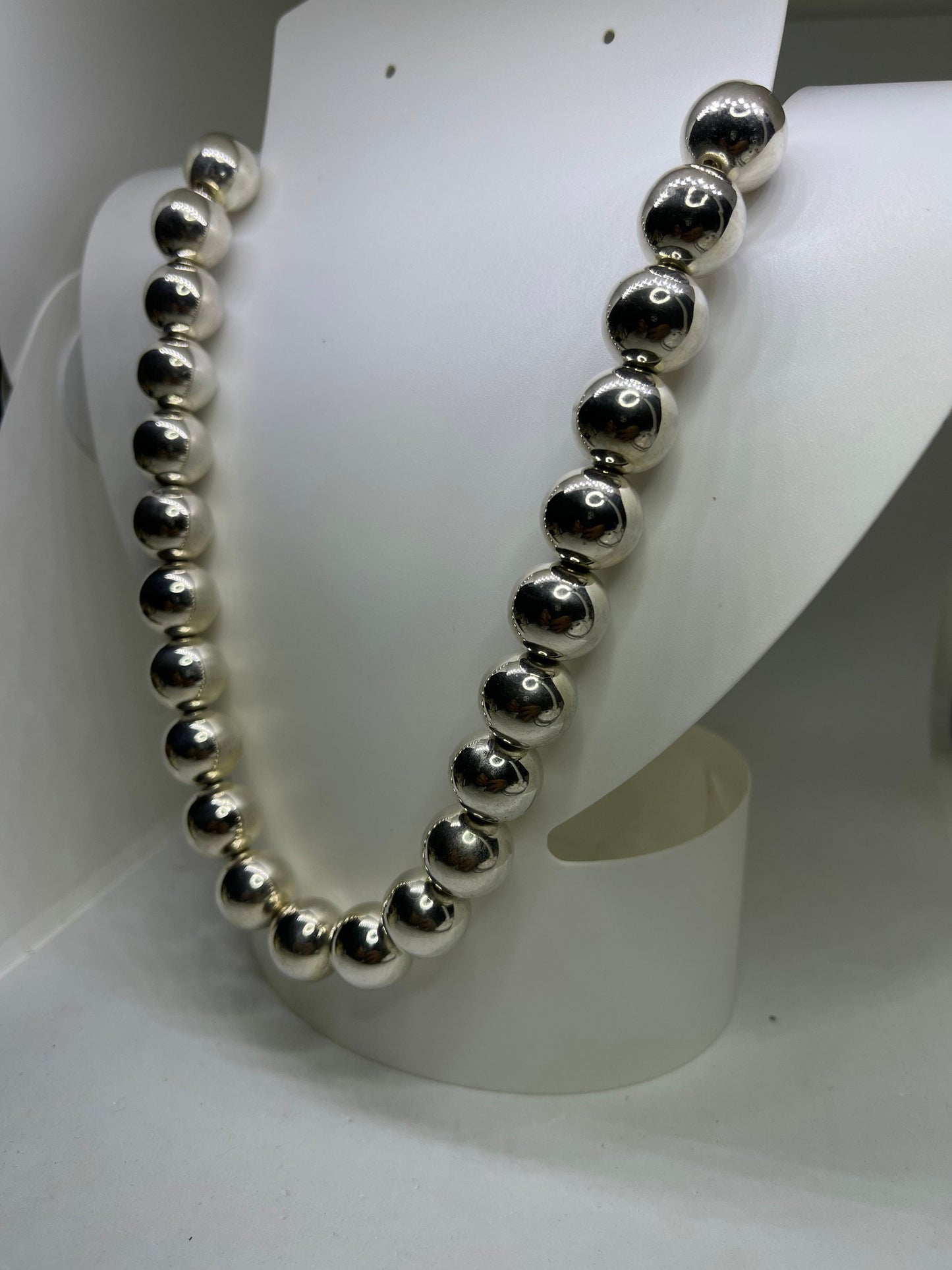 15MM Sterling Silver Beaded Handmade Choker Necklace