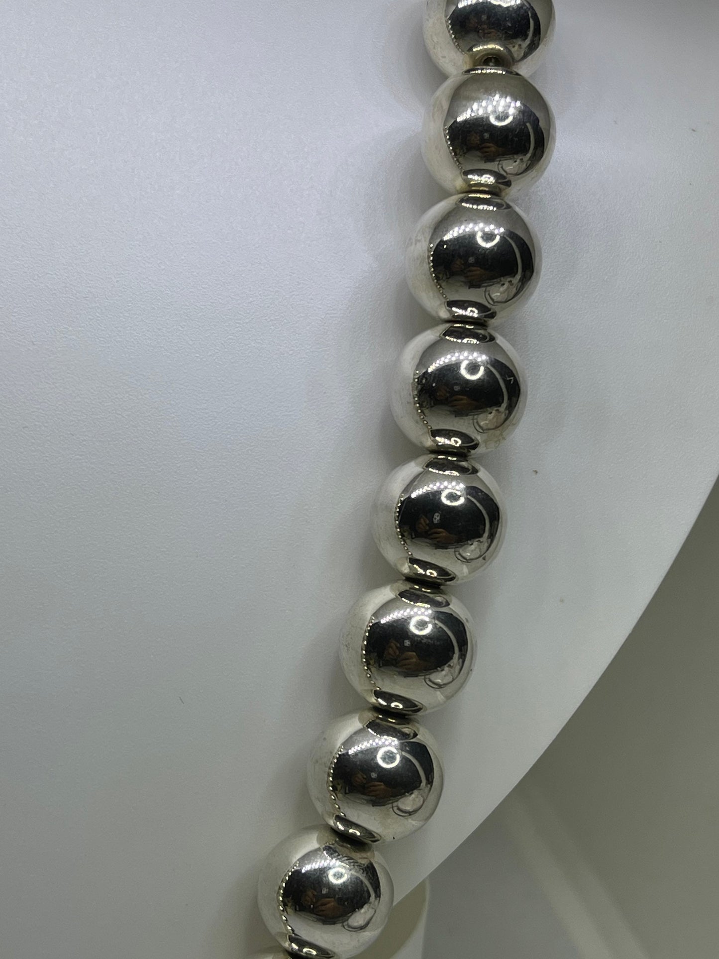 15MM Sterling Silver Beaded Handmade Choker Necklace