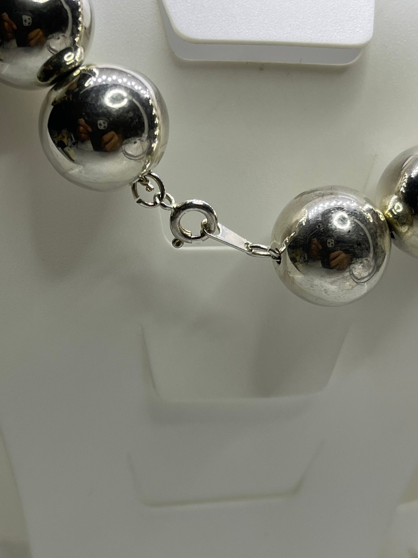 15MM Sterling Silver Beaded Handmade Choker Necklace