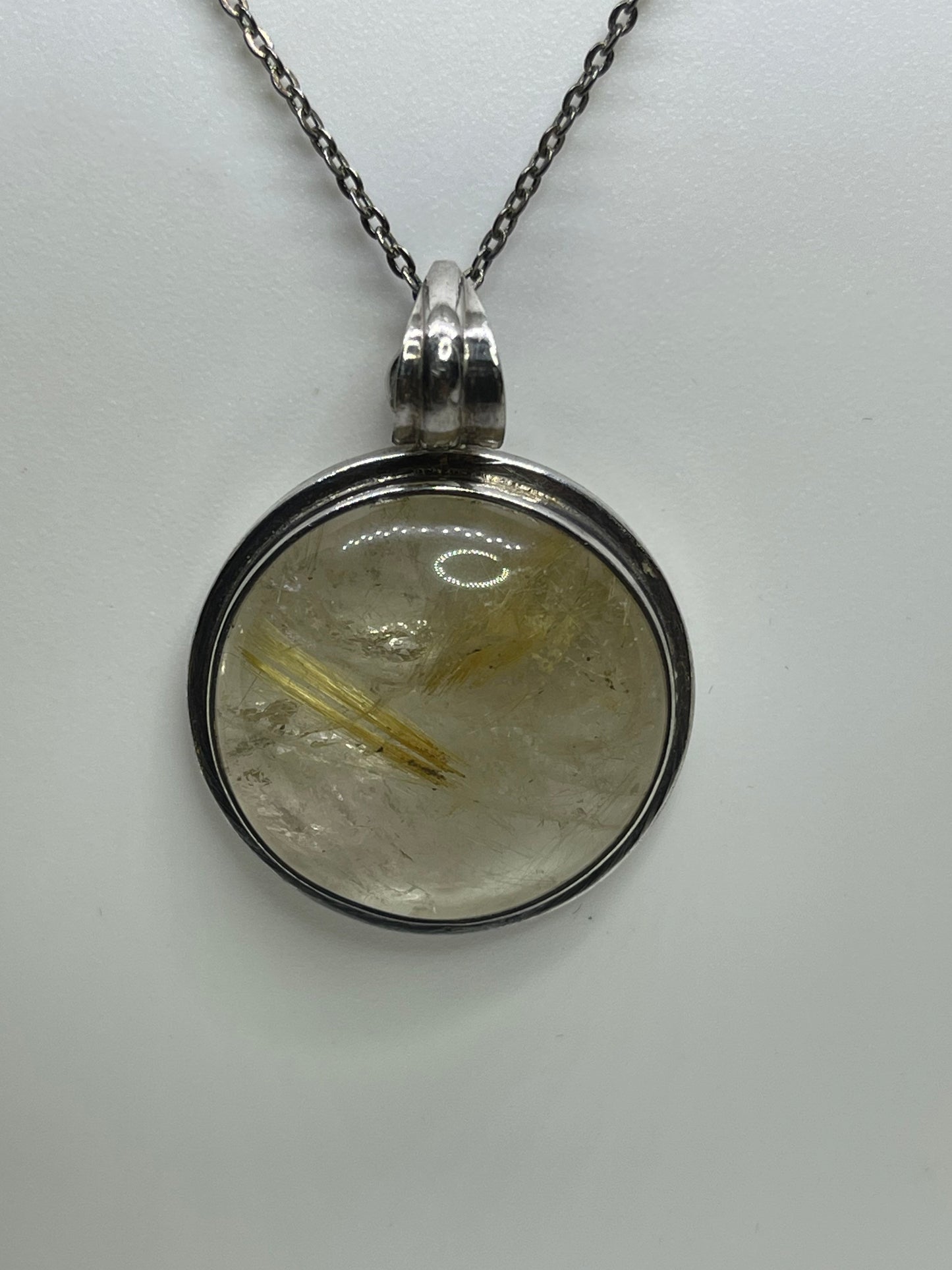 Natural Rutile Quartz Sterling Silver Pendant & Necklace