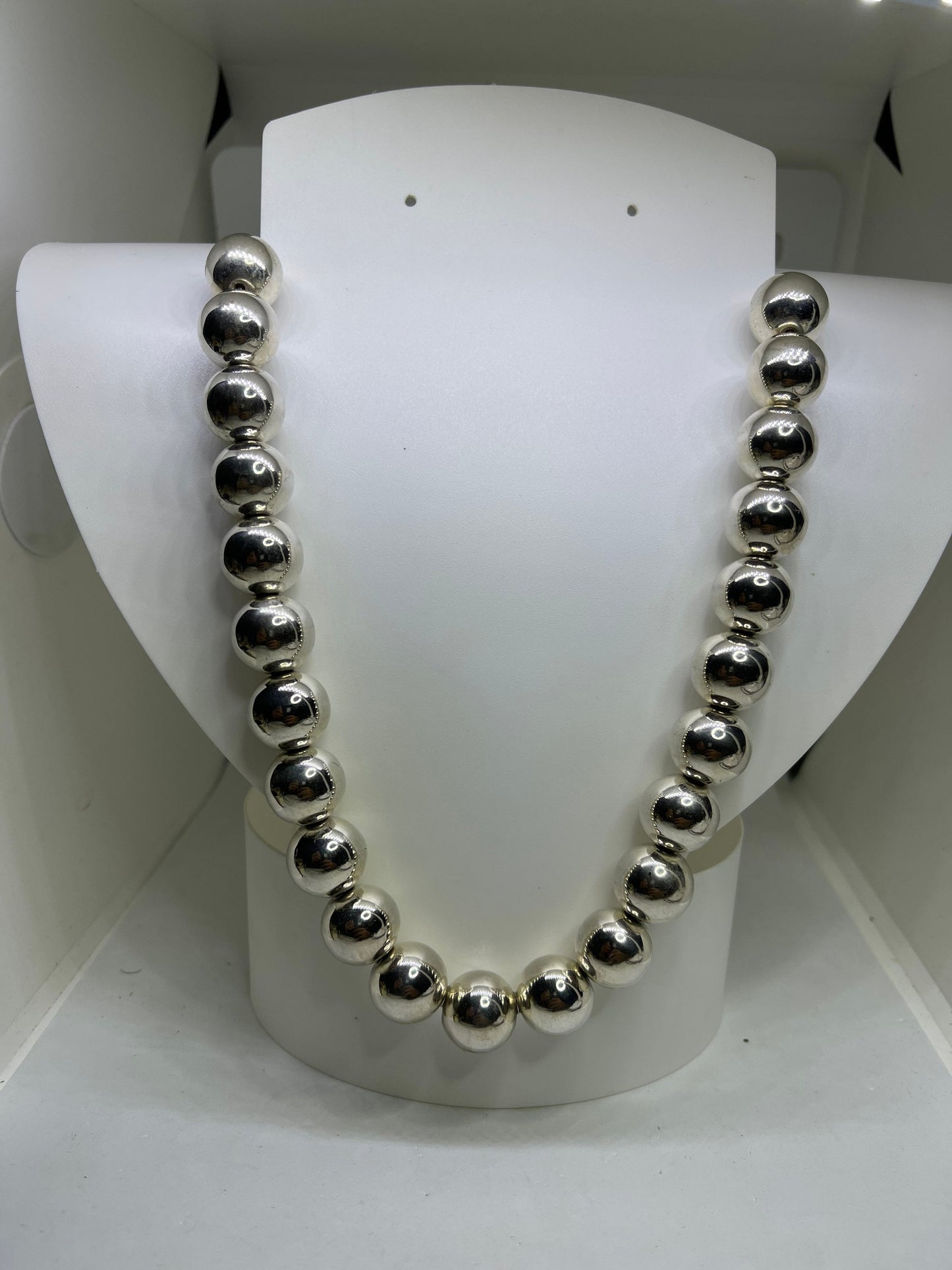 15MM Sterling Silver Beaded Handmade Choker Necklace