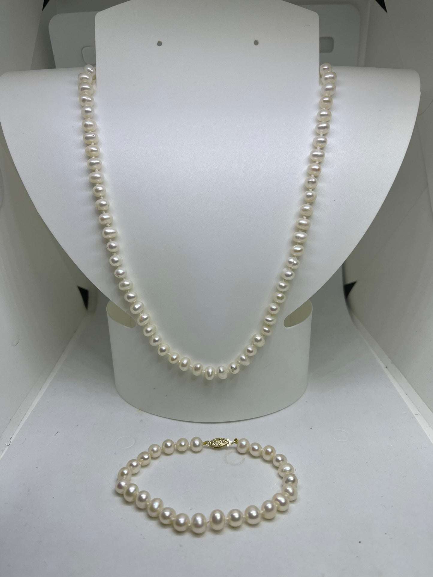 Natural Freshwater Pearl 14k Necklace & Bracelet Bridesmaid Set
