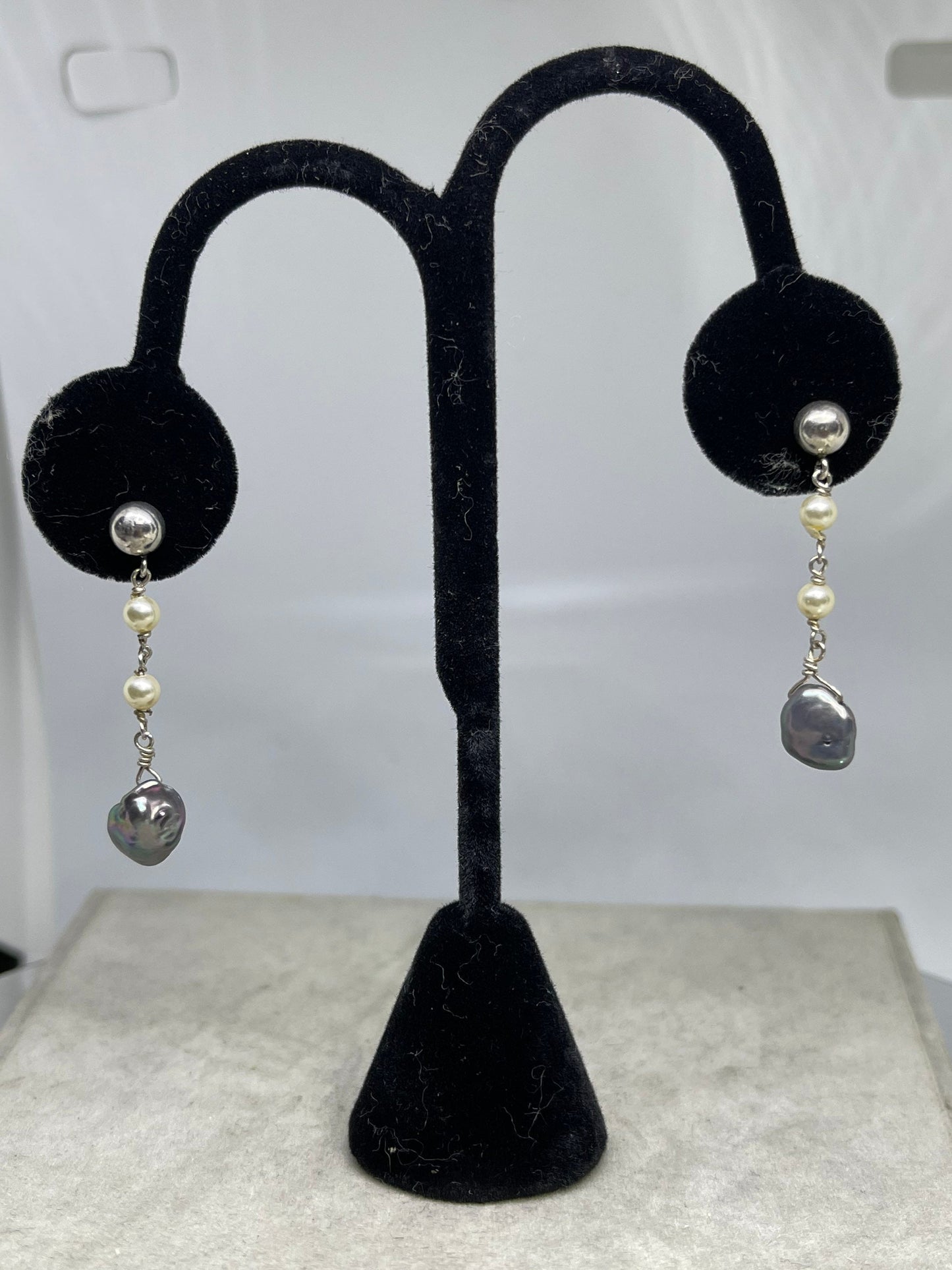 Natural Baroque Freshwater Pearl Sterling Silver Dangle Earrings
