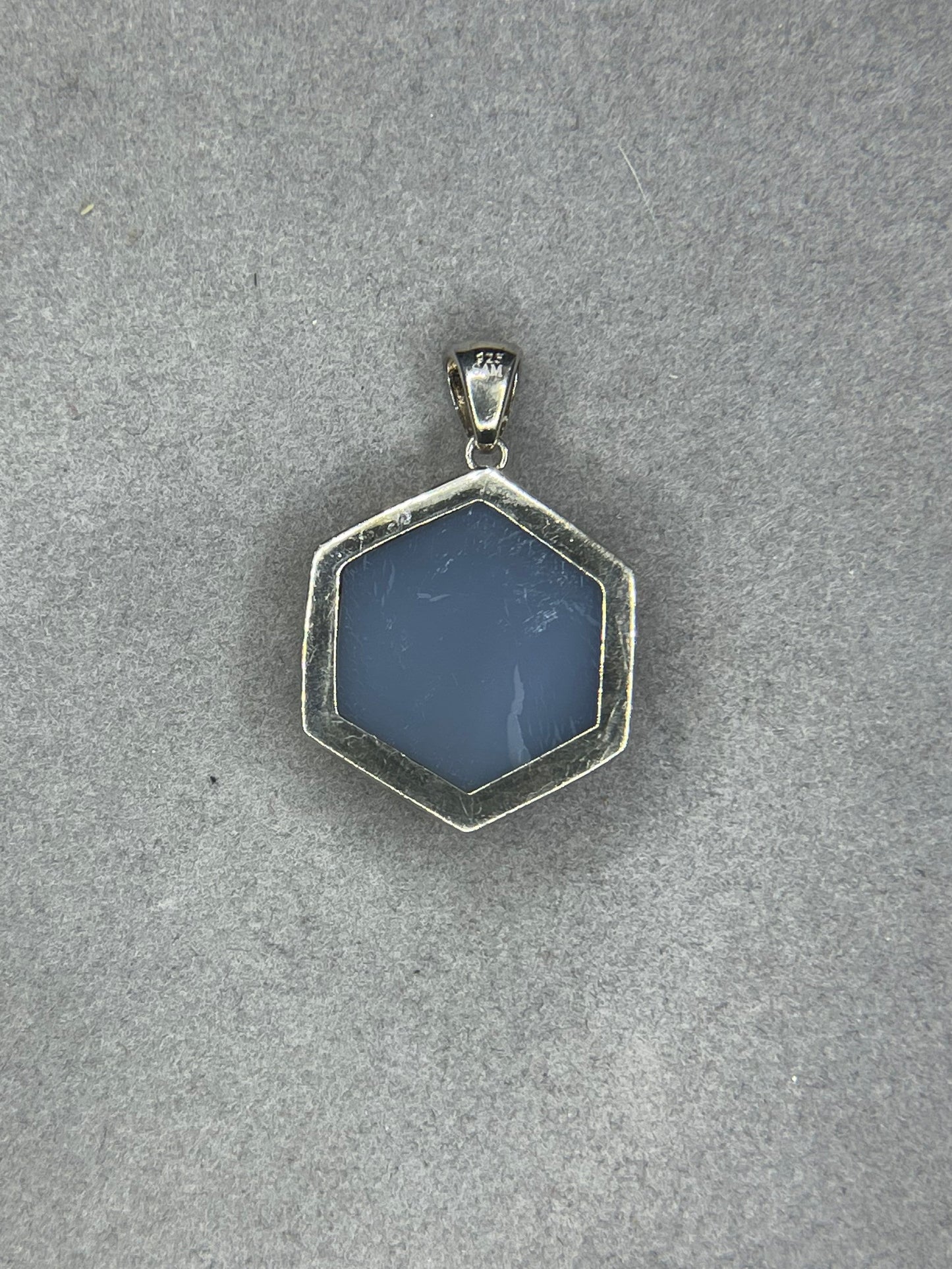 Moody Pink Druzy Quartz Hex Window Sterling Silver Pendant