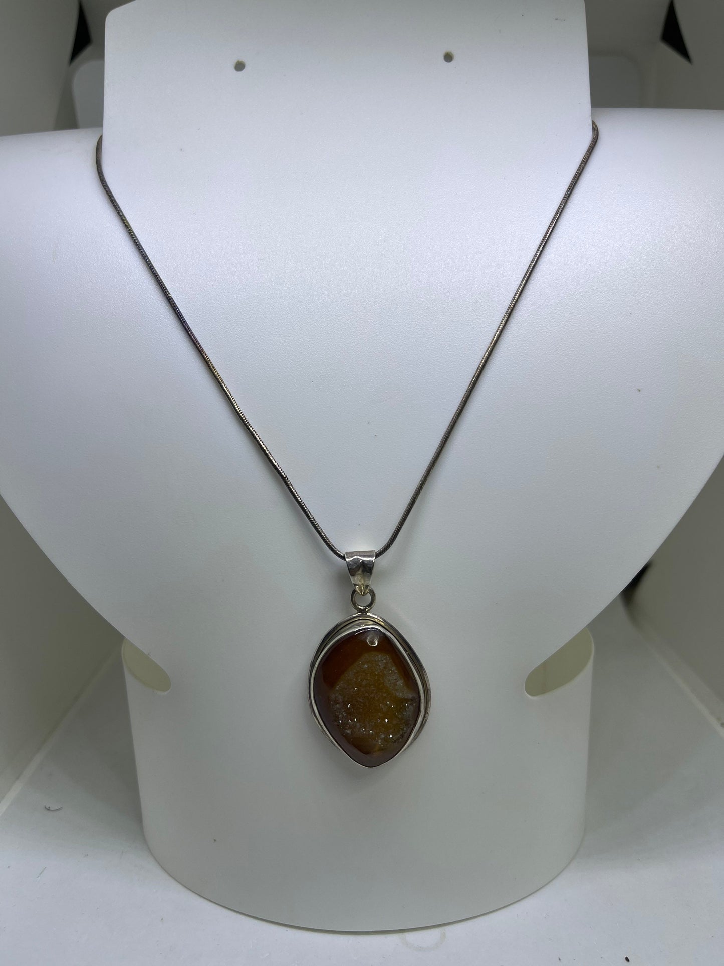 Druzy Quartz Sterling Silver Pendant & Necklace