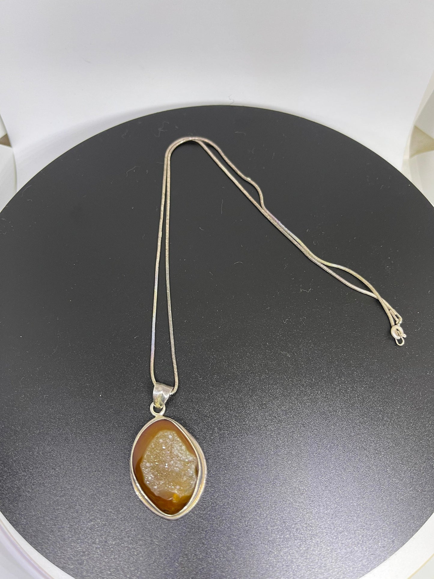 Druzy Quartz Sterling Silver Pendant & Necklace