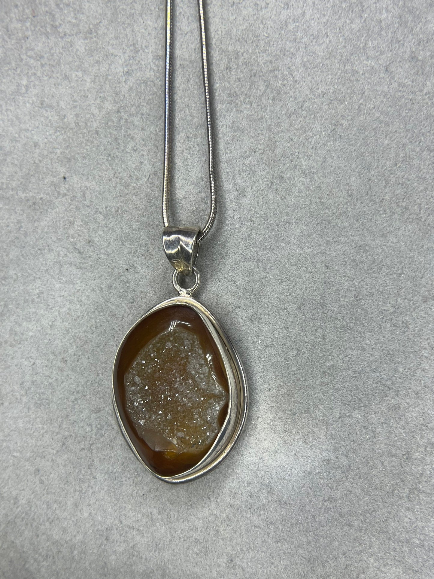 Druzy Quartz Sterling Silver Pendant & Necklace