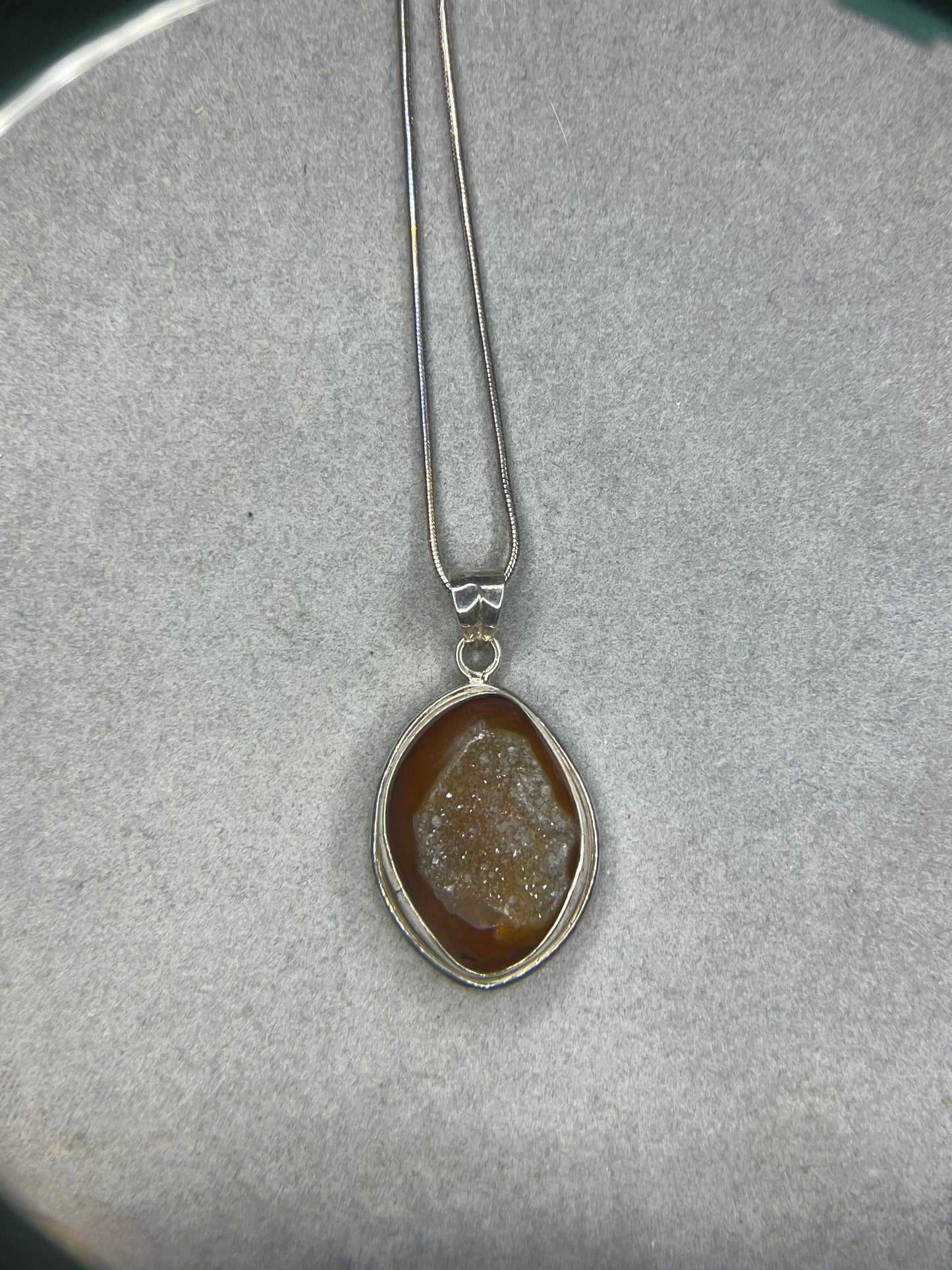 Druzy Quartz Sterling Silver Pendant & Necklace