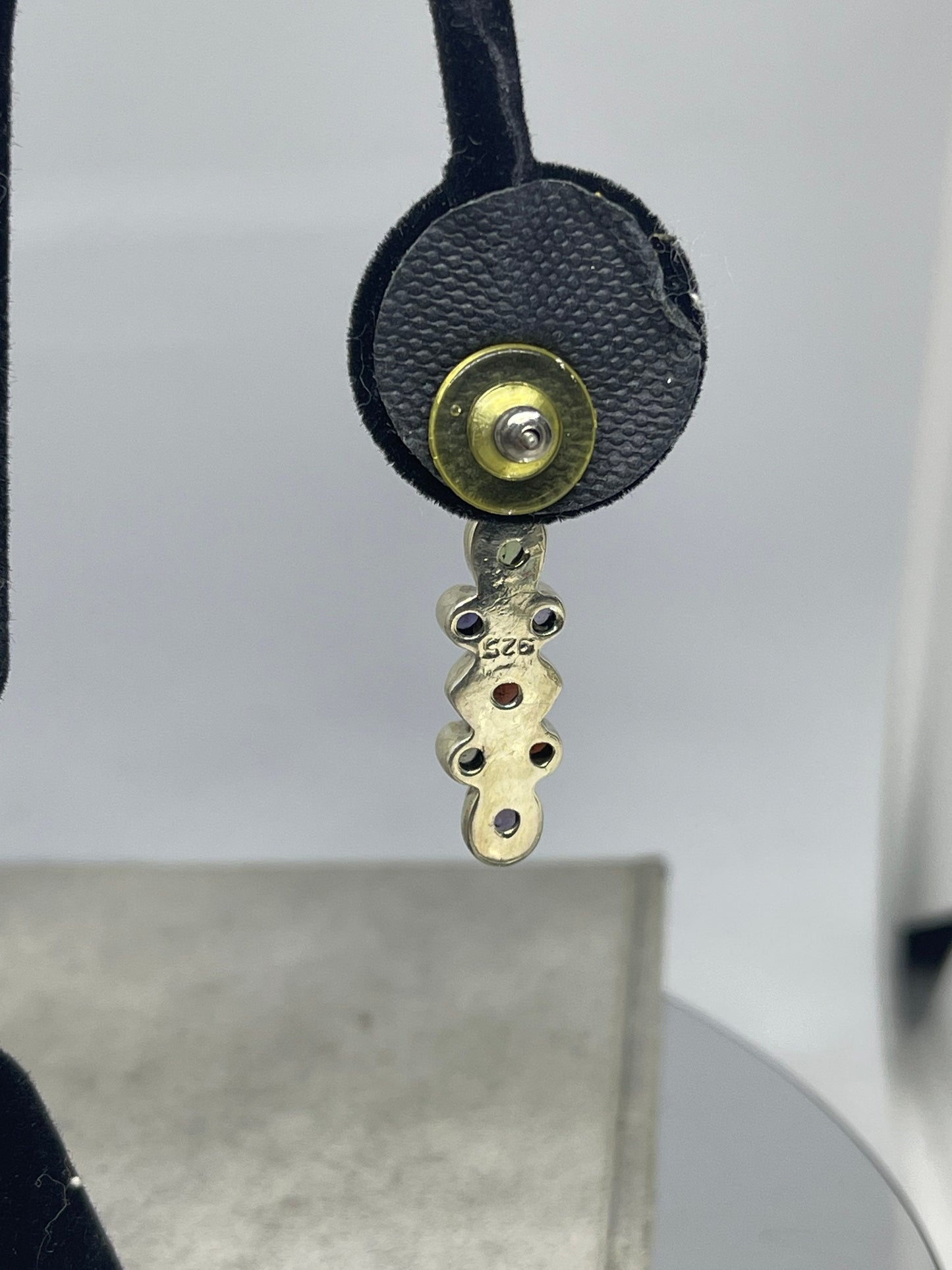Natural Amethyst Citrine Garnet Peridot & Iolite Sterling Silver Dangle Earrings