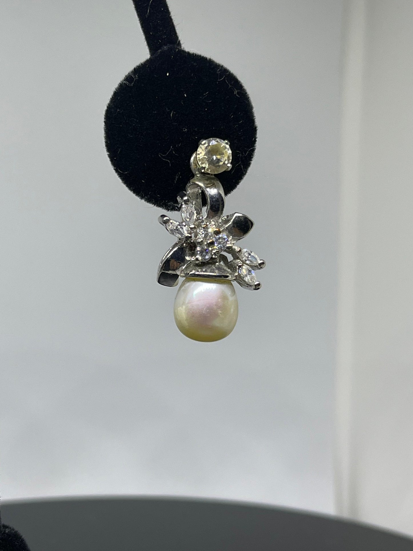 Freshwater Pearl & Cubic Zirconia Sterling Silver Earrings