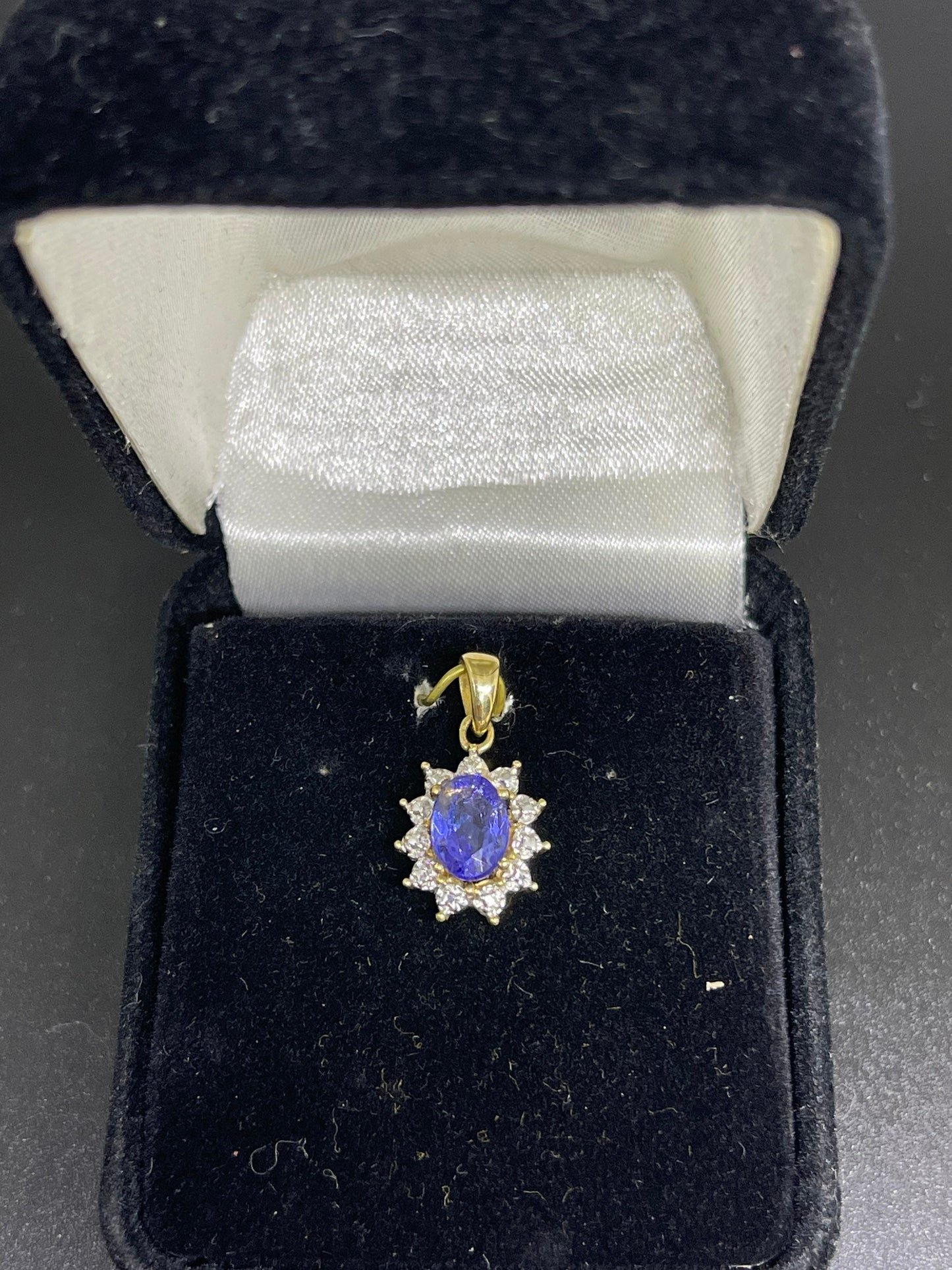 Natural Tanzanite & Diamond 14k Yellow Gold Pendant