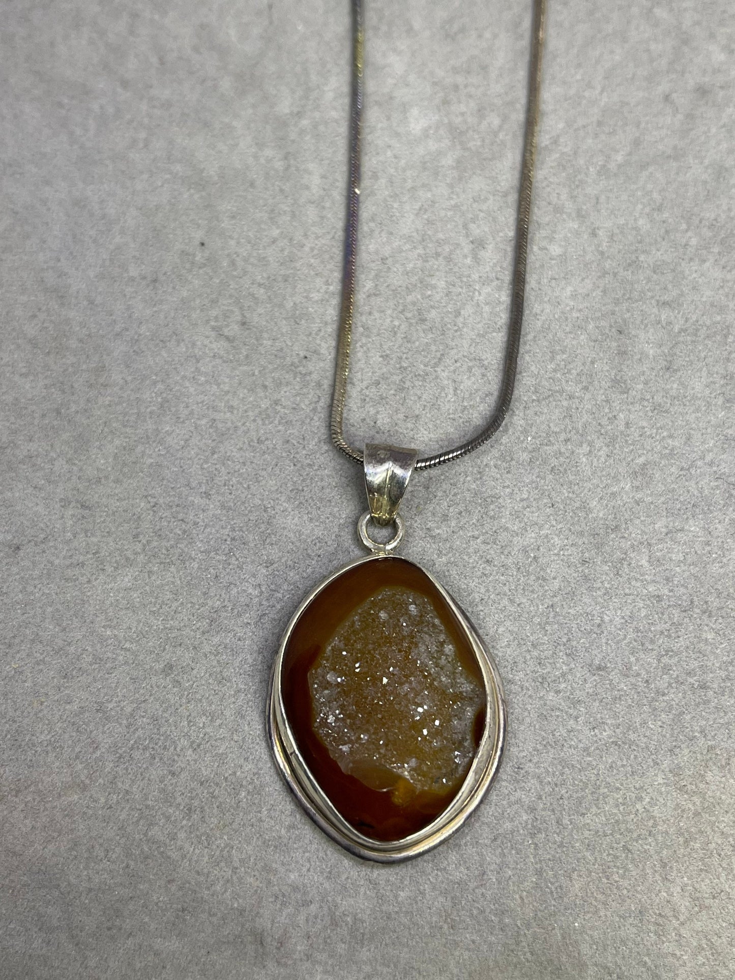 Druzy Quartz Sterling Silver Pendant & Necklace