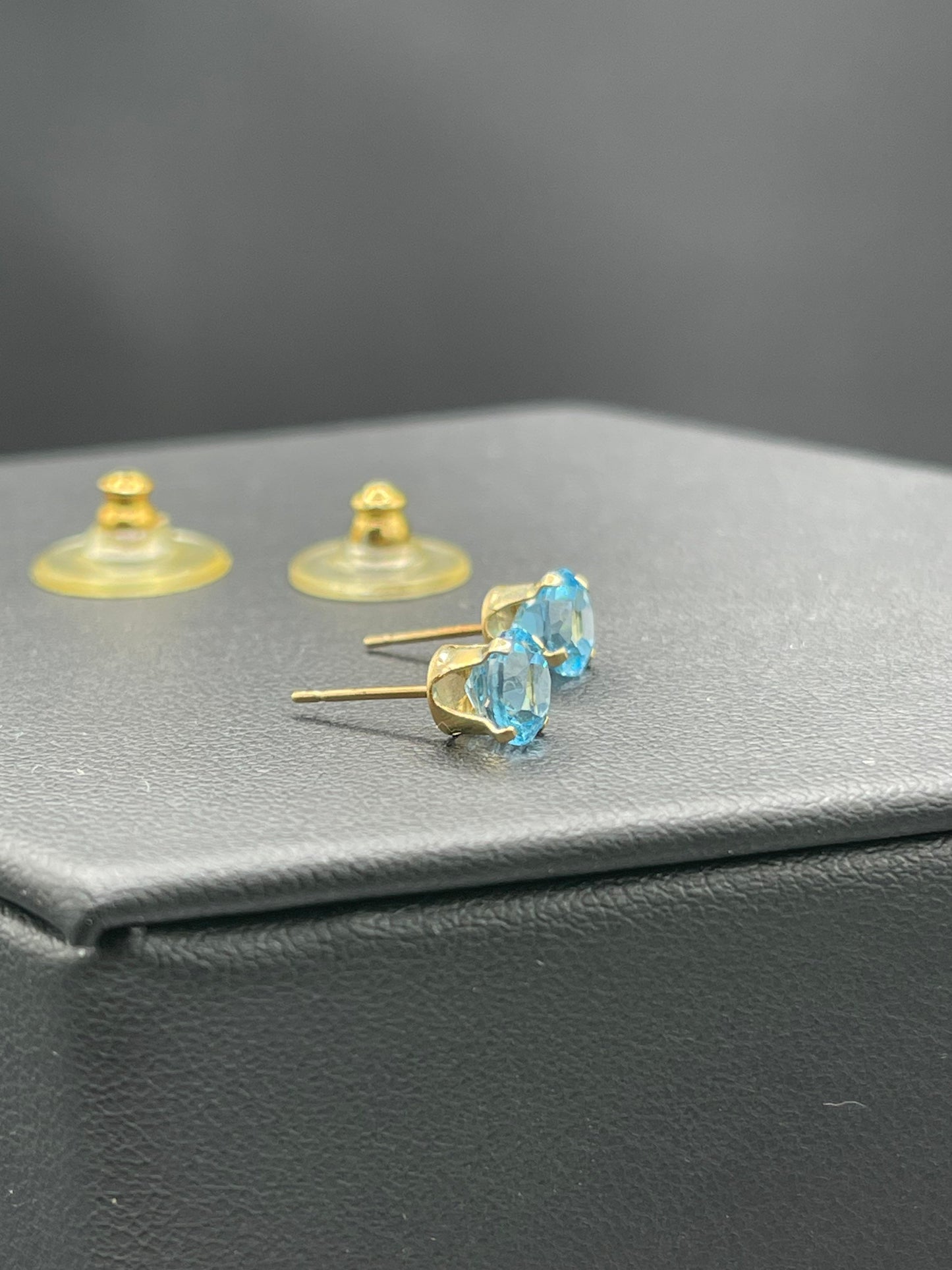 Swiss Blue Topaz 14k Yellow Gold Stud Earrings