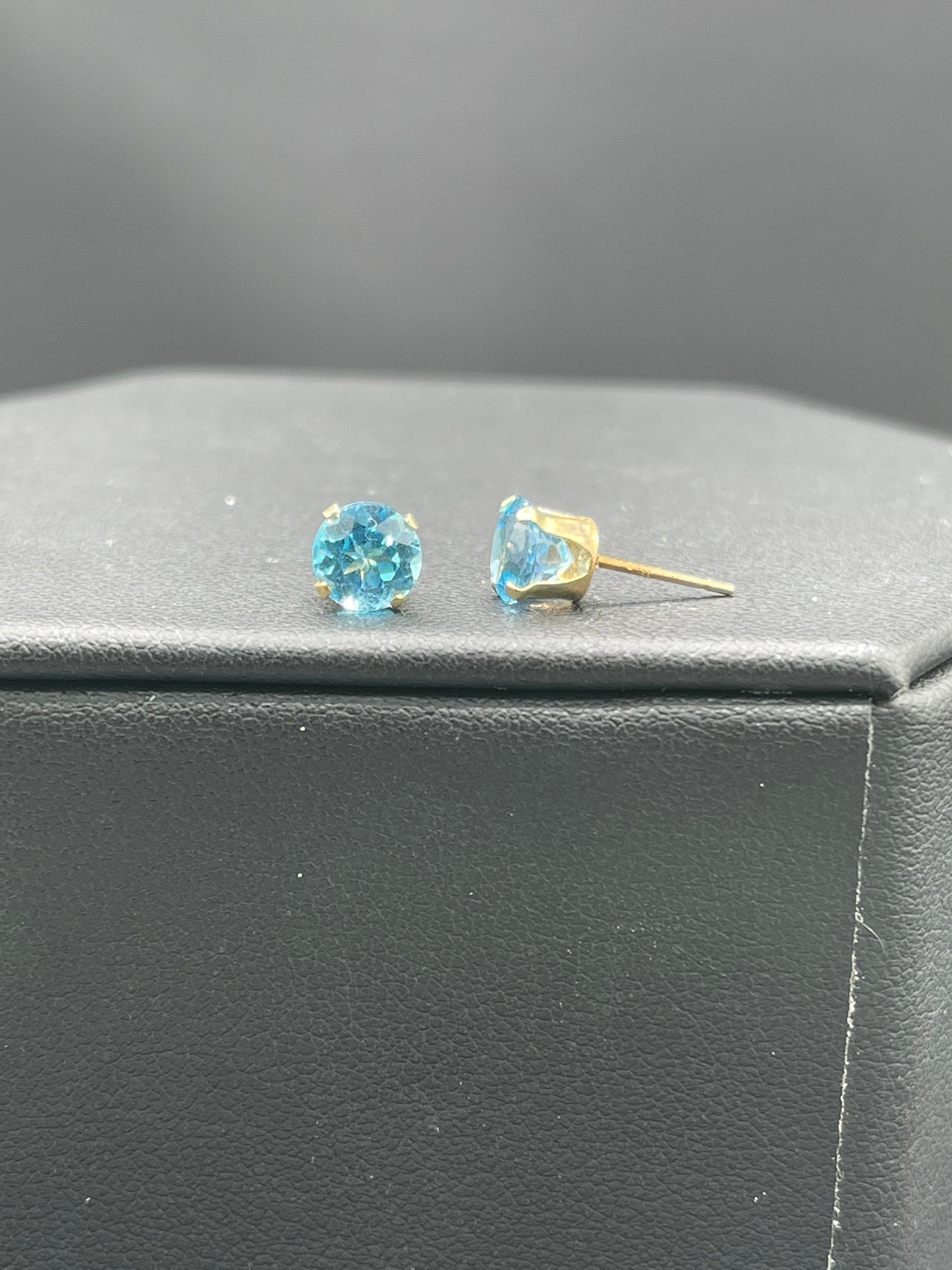 Swiss Blue Topaz 14k Yellow Gold Stud Earrings