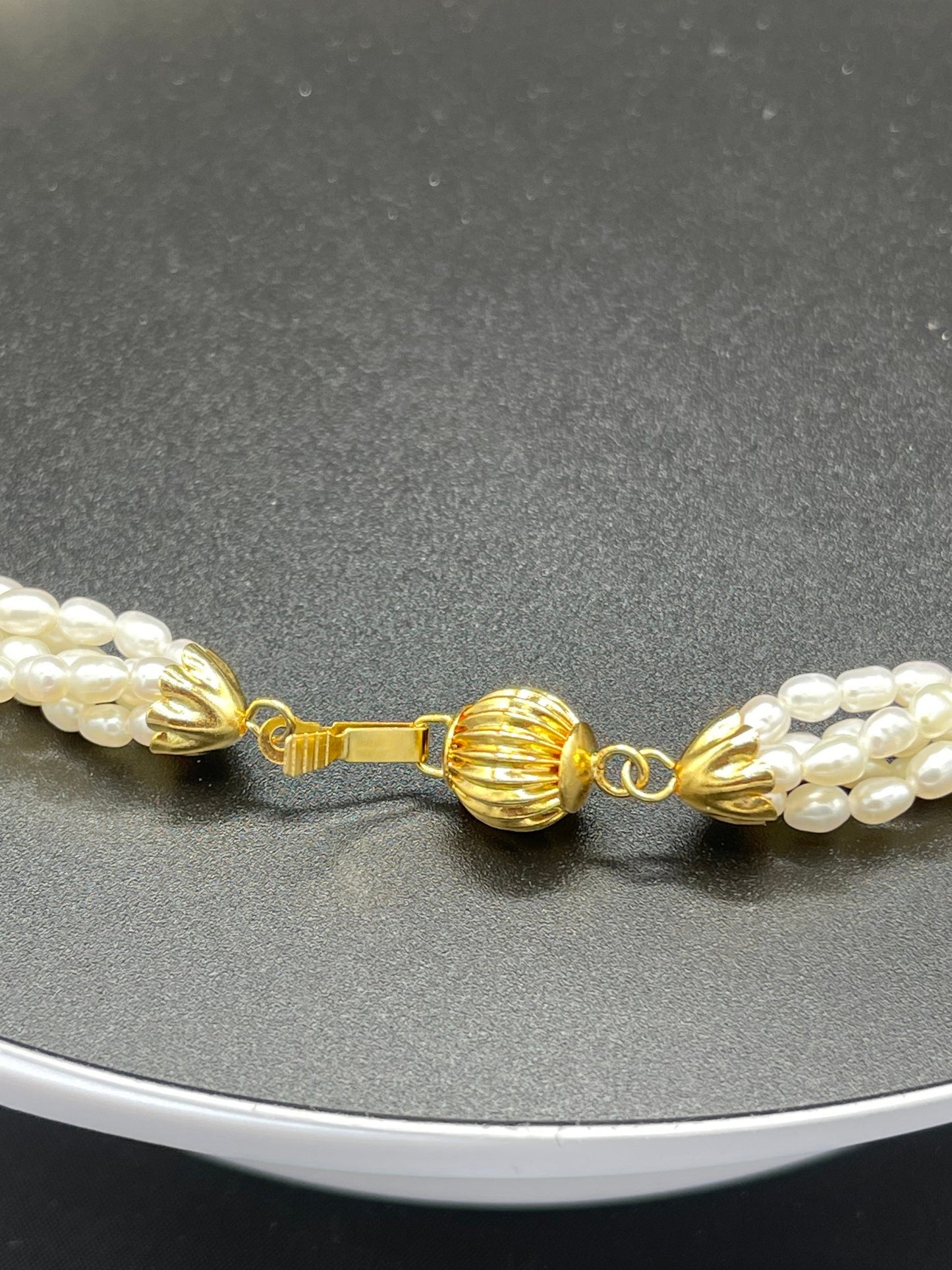 Five Strand Freshwater Pearl Vermeil Clasp Necklace