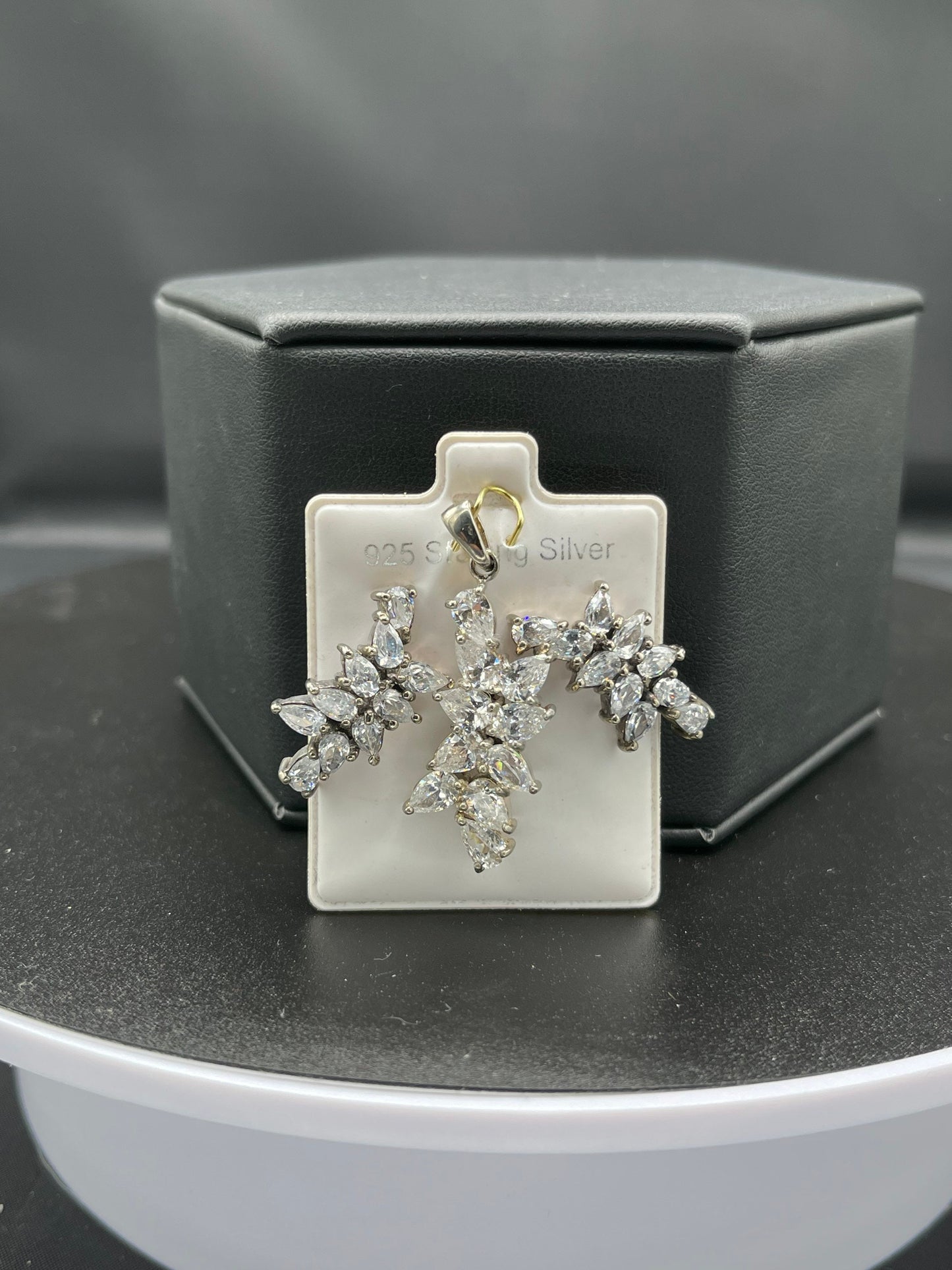Marquise Cut Cubic Zirconia Sterling Silver Pendant & Earring Set