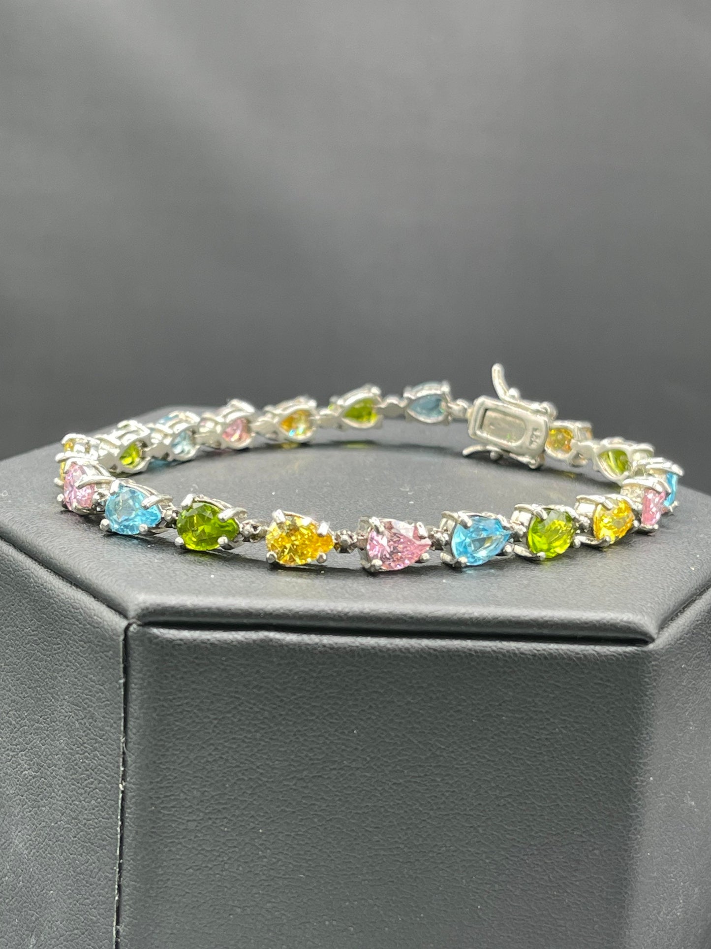 Semi Precious Pear Cut Sterling Silver Bracelet