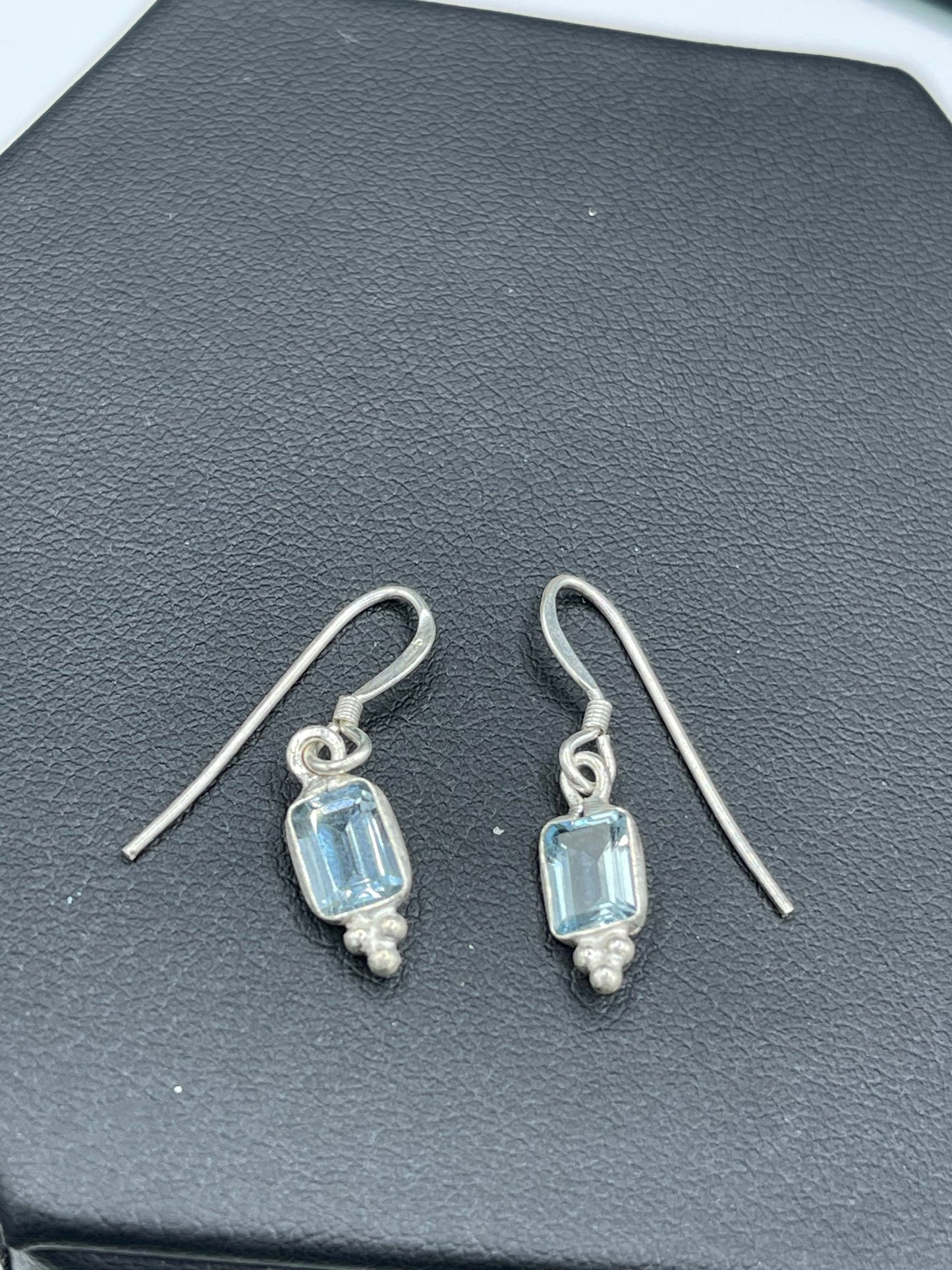 Handmade Blue Topaz Sterling Silver Dangle Earrings