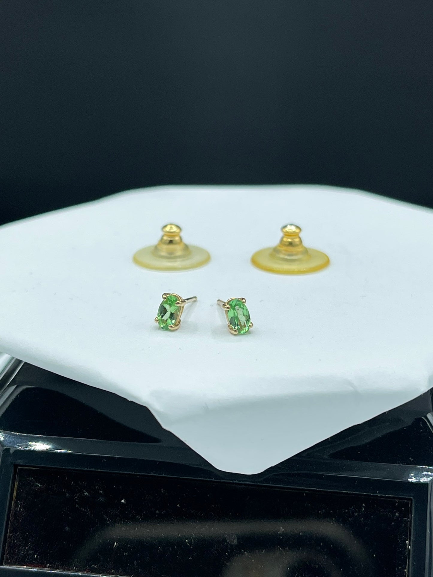 Natural Tsavorite 14k Yellow Gold Stud Earrings