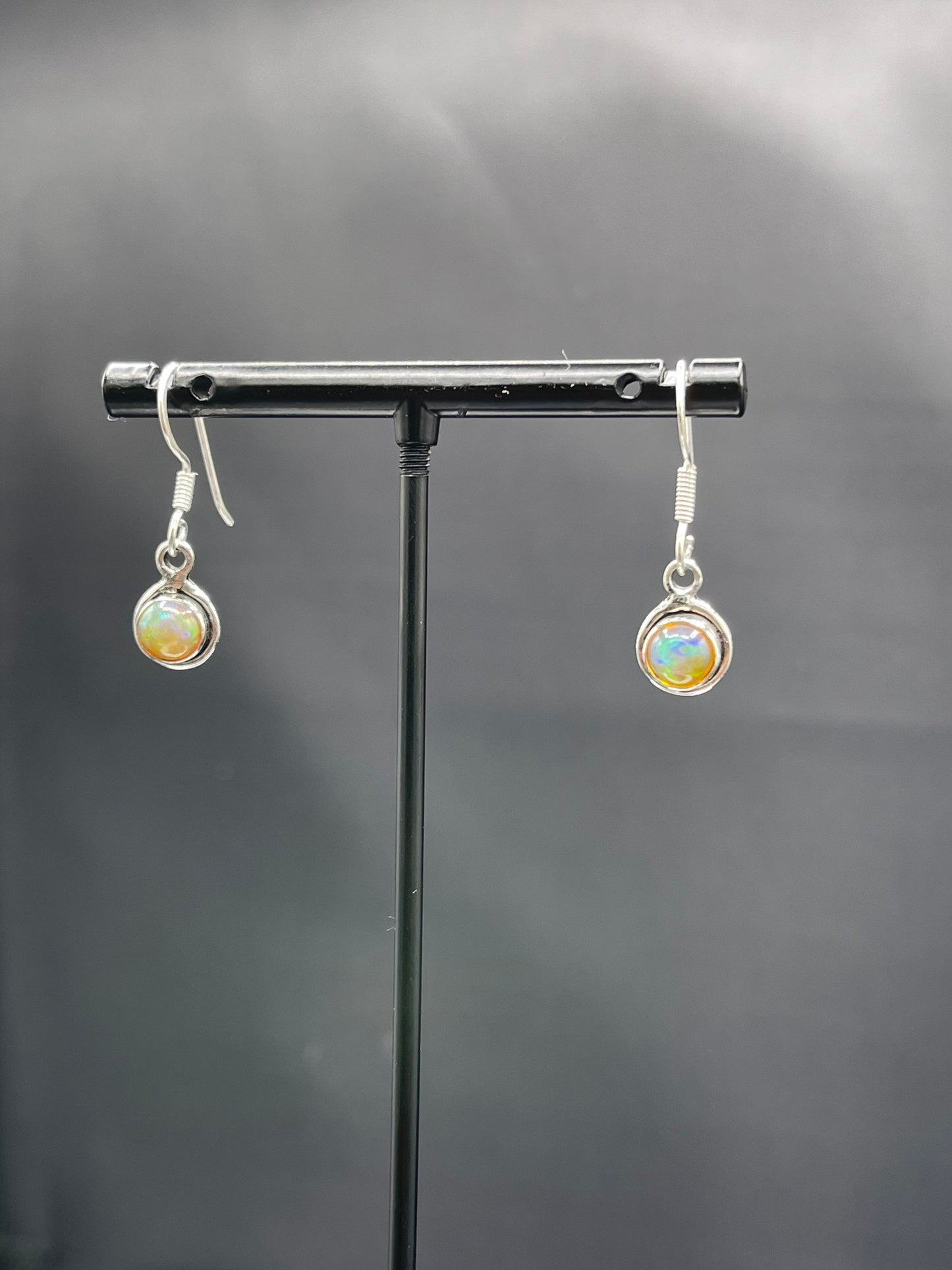 Natural Ethiopian Opal Sterling Silver Dangle Earrings