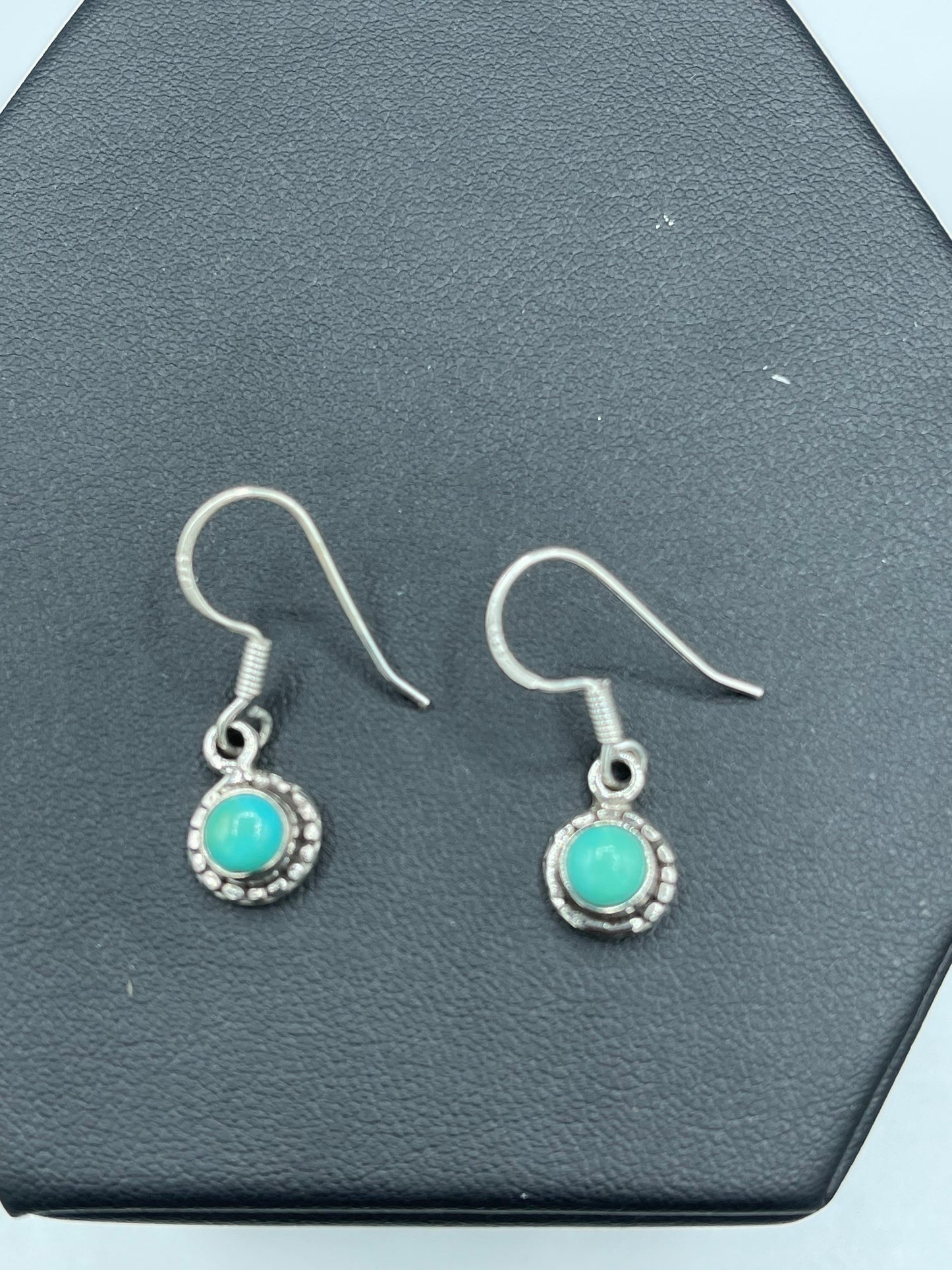 Natural Turquoise Sterling Silver Dangle Earrings