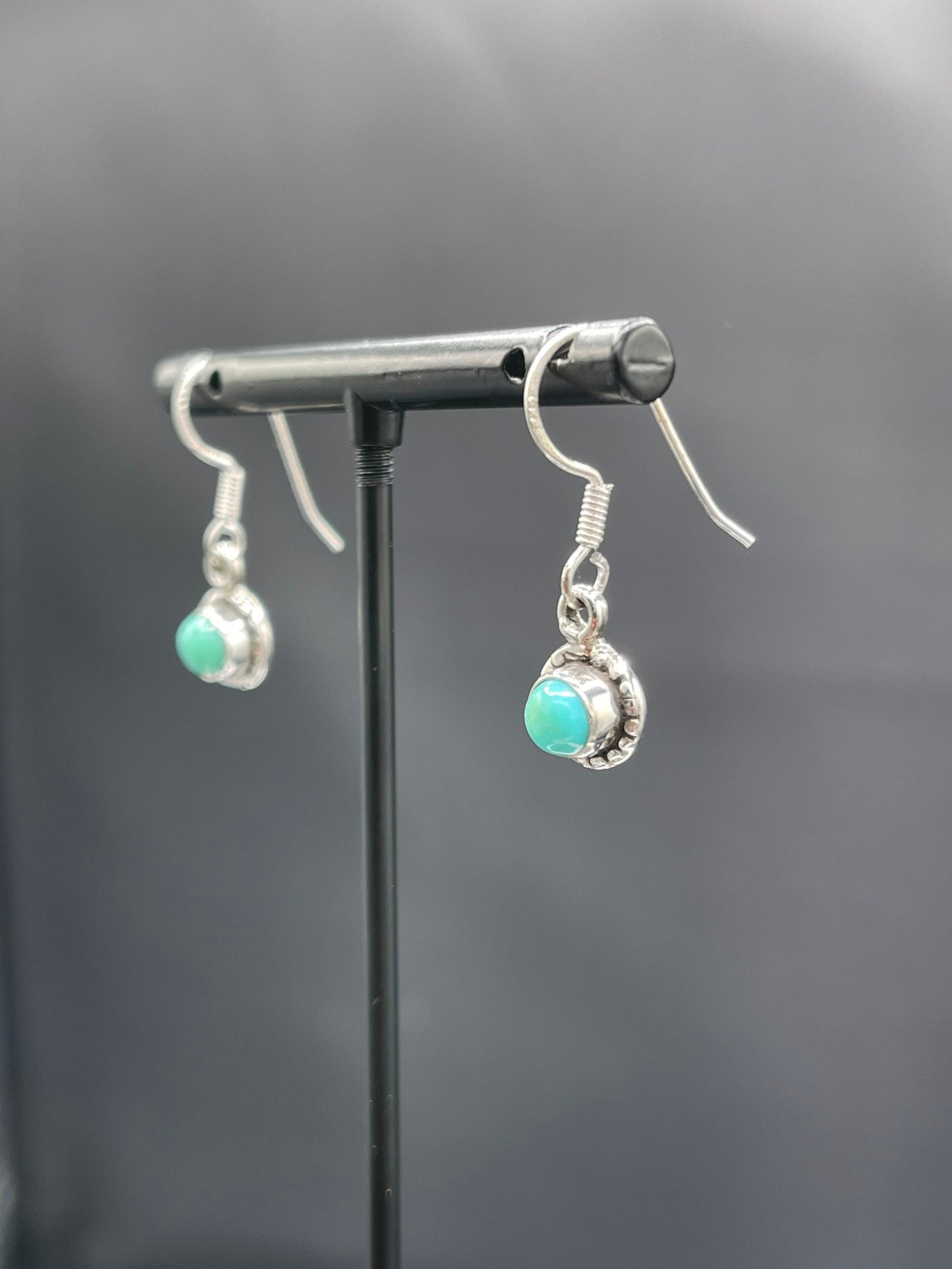Natural Turquoise Sterling Silver Dangle Earrings