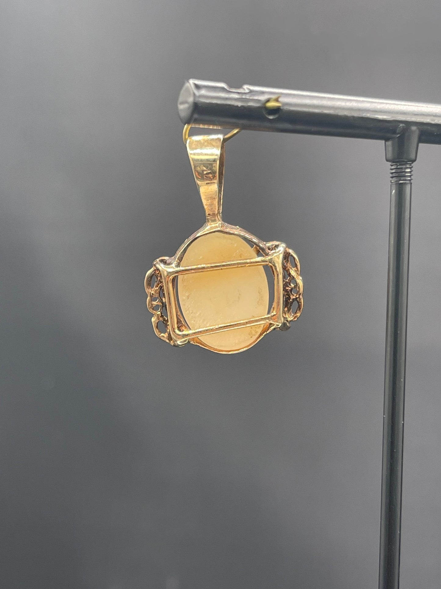 White Druzy Quartz 14k Yellow Gold Pendant