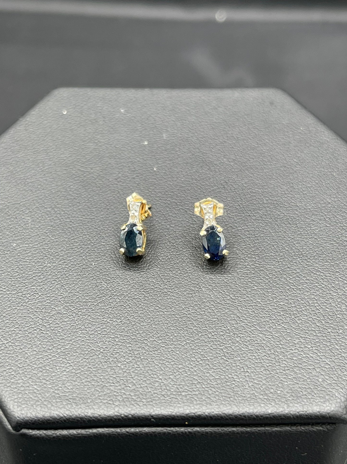 Natural Sapphire & Diamond 14K Yellow Gold Earrings