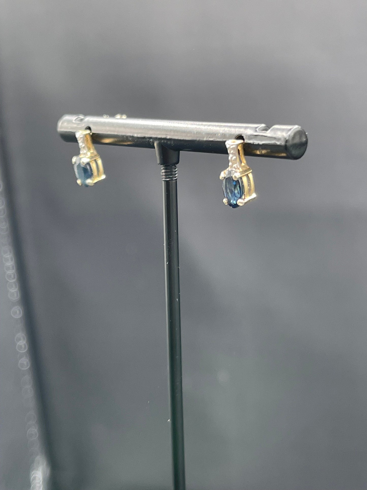 Natural Sapphire & Diamond 14K Yellow Gold Earrings