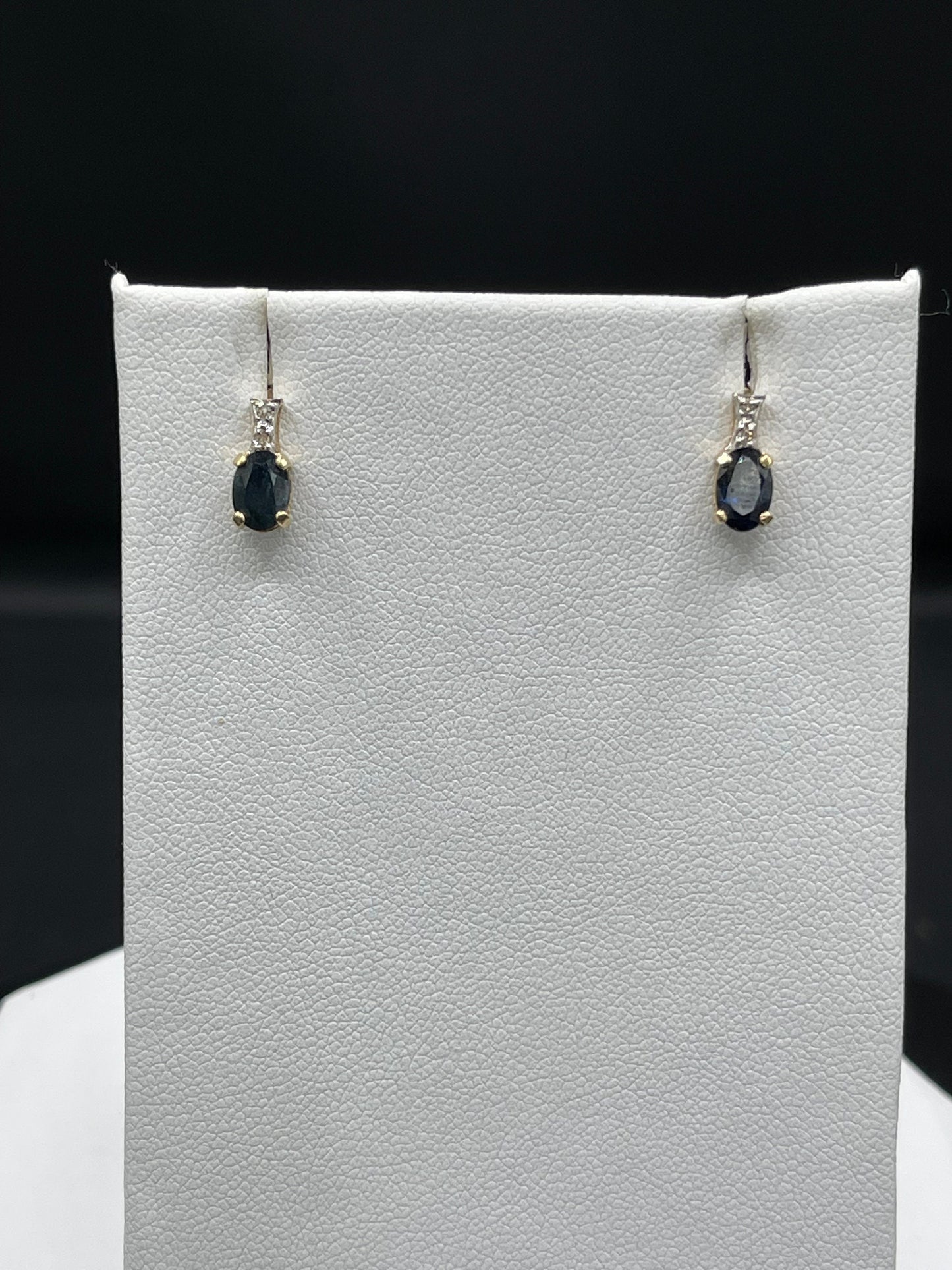 Natural Sapphire & Diamond 14K Yellow Gold Earrings
