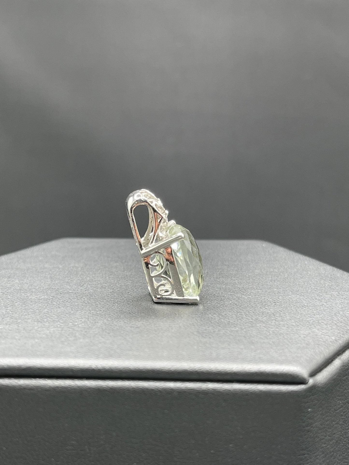9.50 Carat Green Amethyst & White Topaz Sterling Silver Pendant